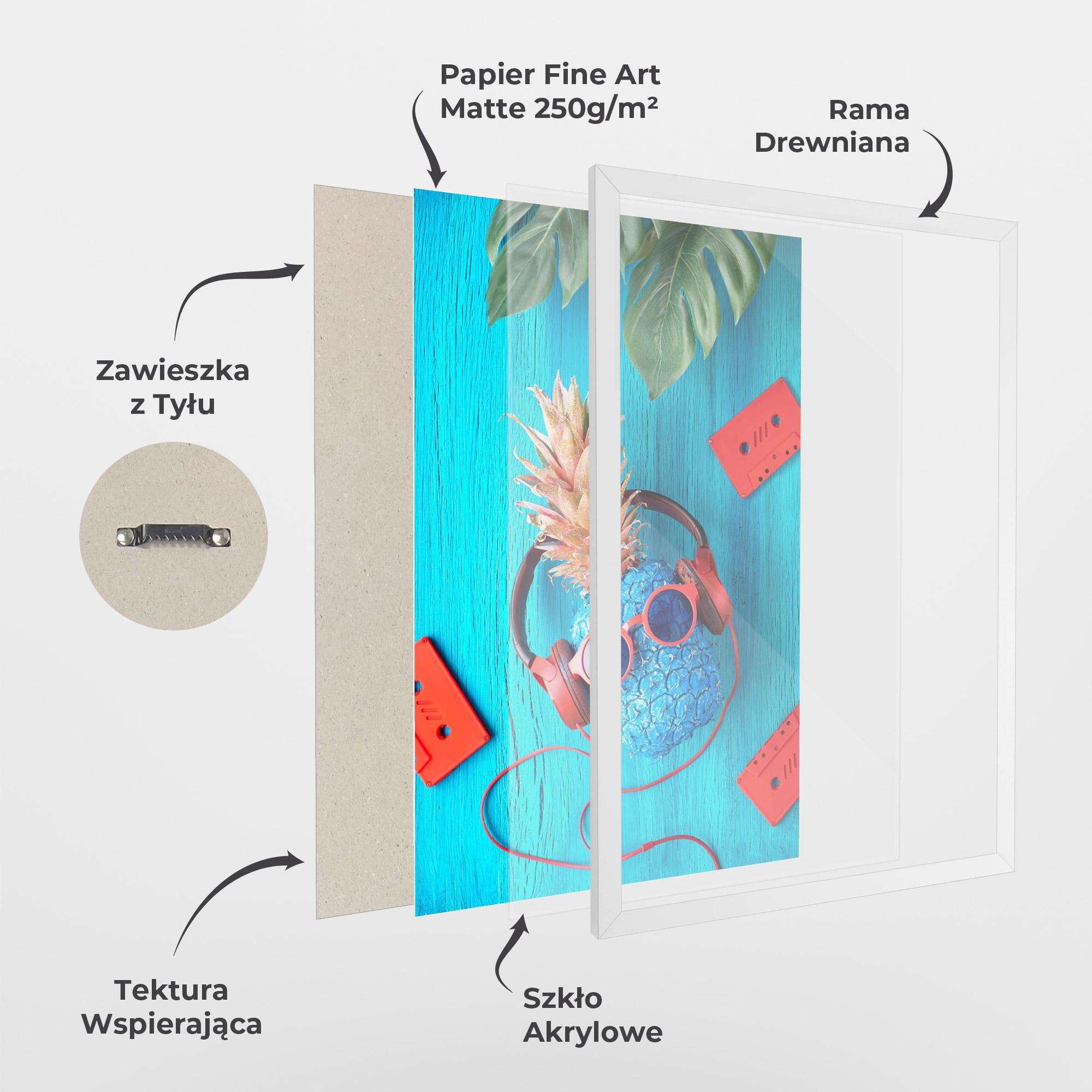 Plakat w Ramie Pineapple On Blue mockup 1