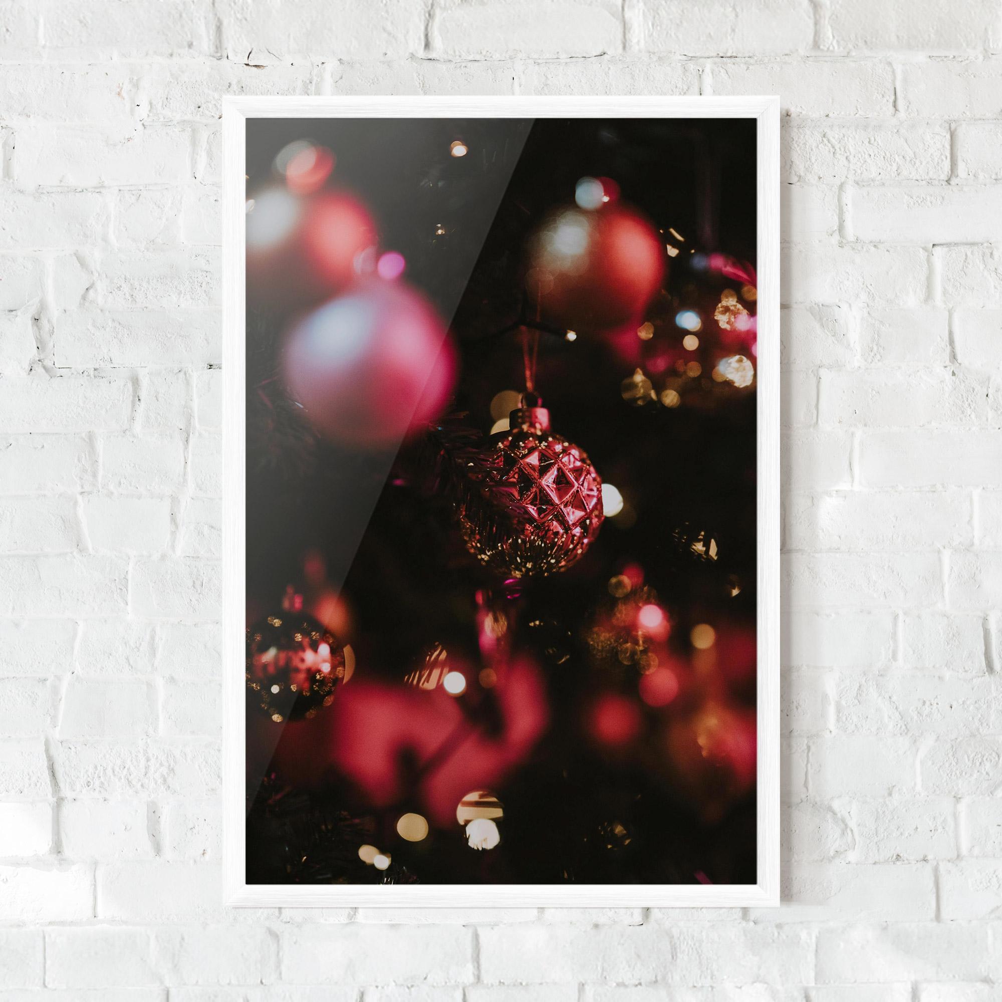 Plakat w Ramie Dark Pink Christmas Balls mockup 0