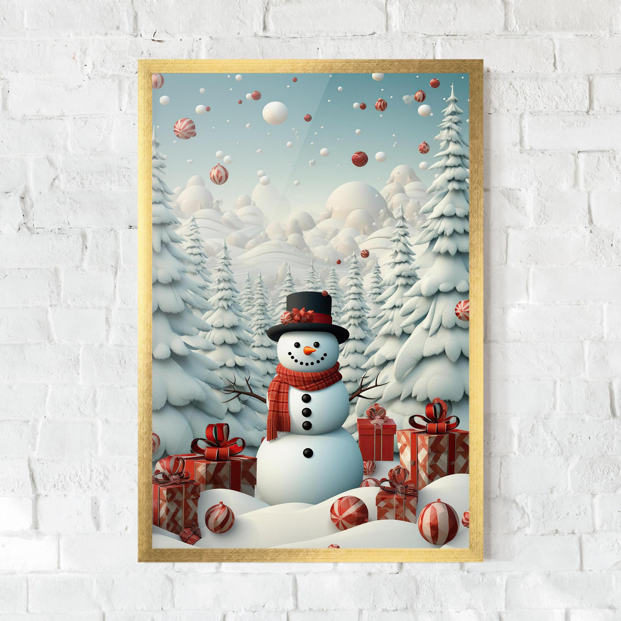 Plakat w Ramie Snowman mockup 0