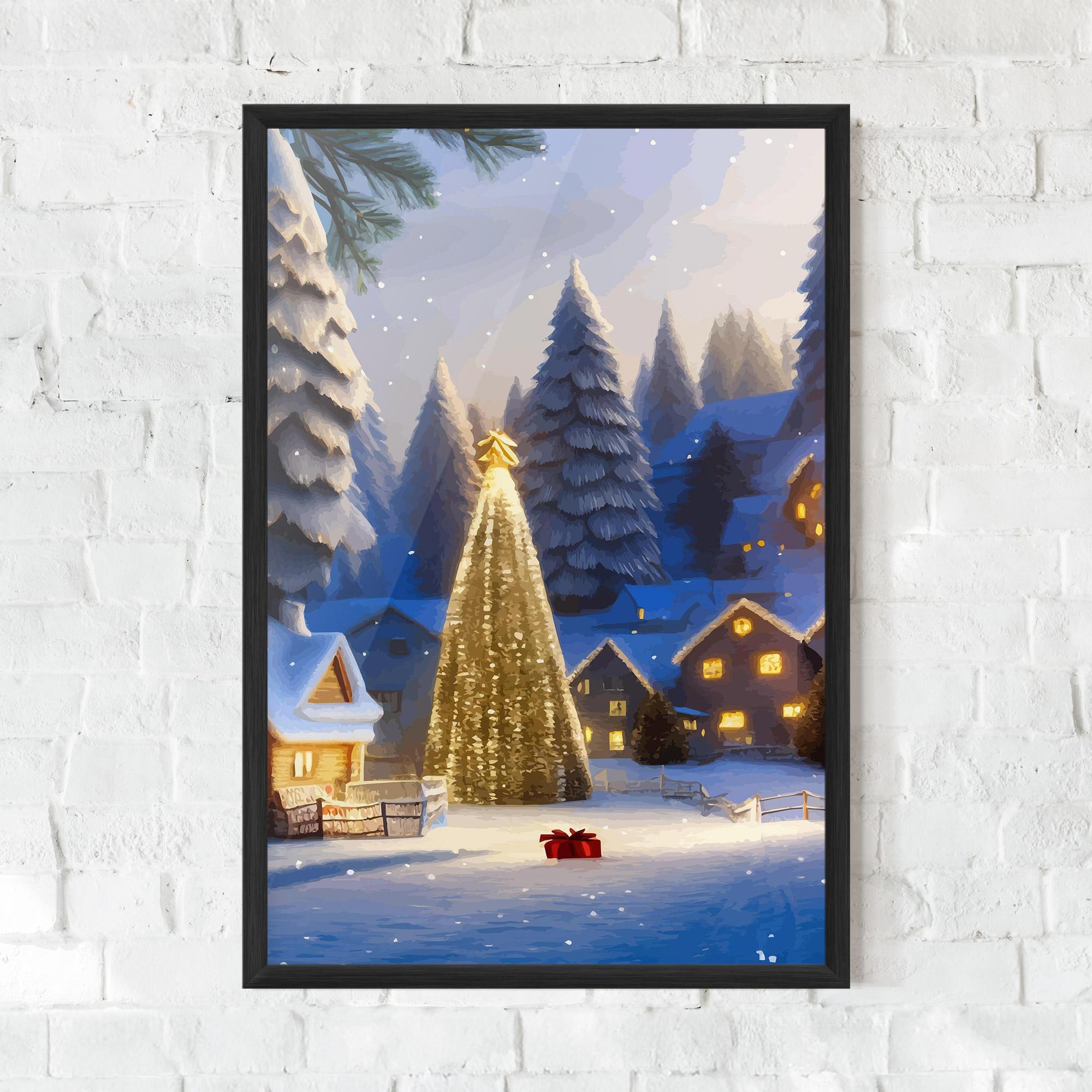 Plakat w Ramie Fairy Tale Christmas House mockup 0