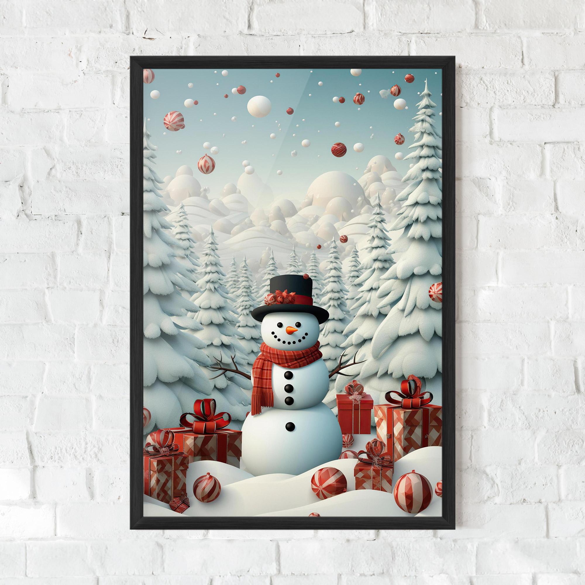 Plakat w Ramie Snowman mockup 0