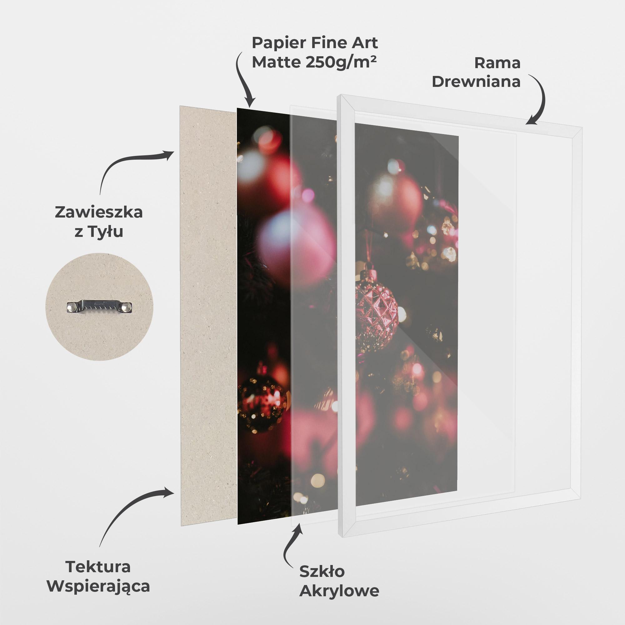 Plakat w Ramie Dark Pink Christmas Balls mockup 1