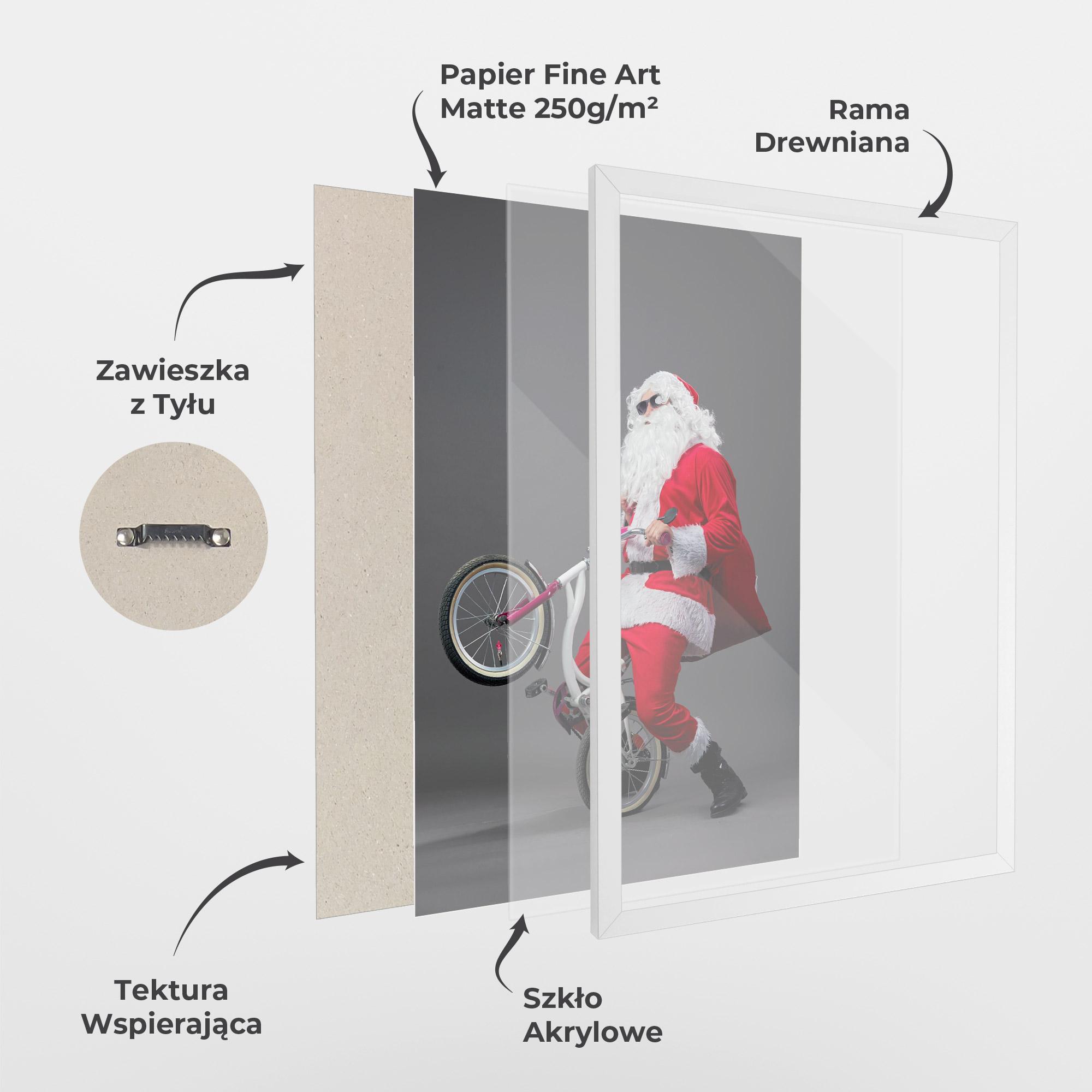 Plakat w Ramie Santa Rides Bicycle mockup 1