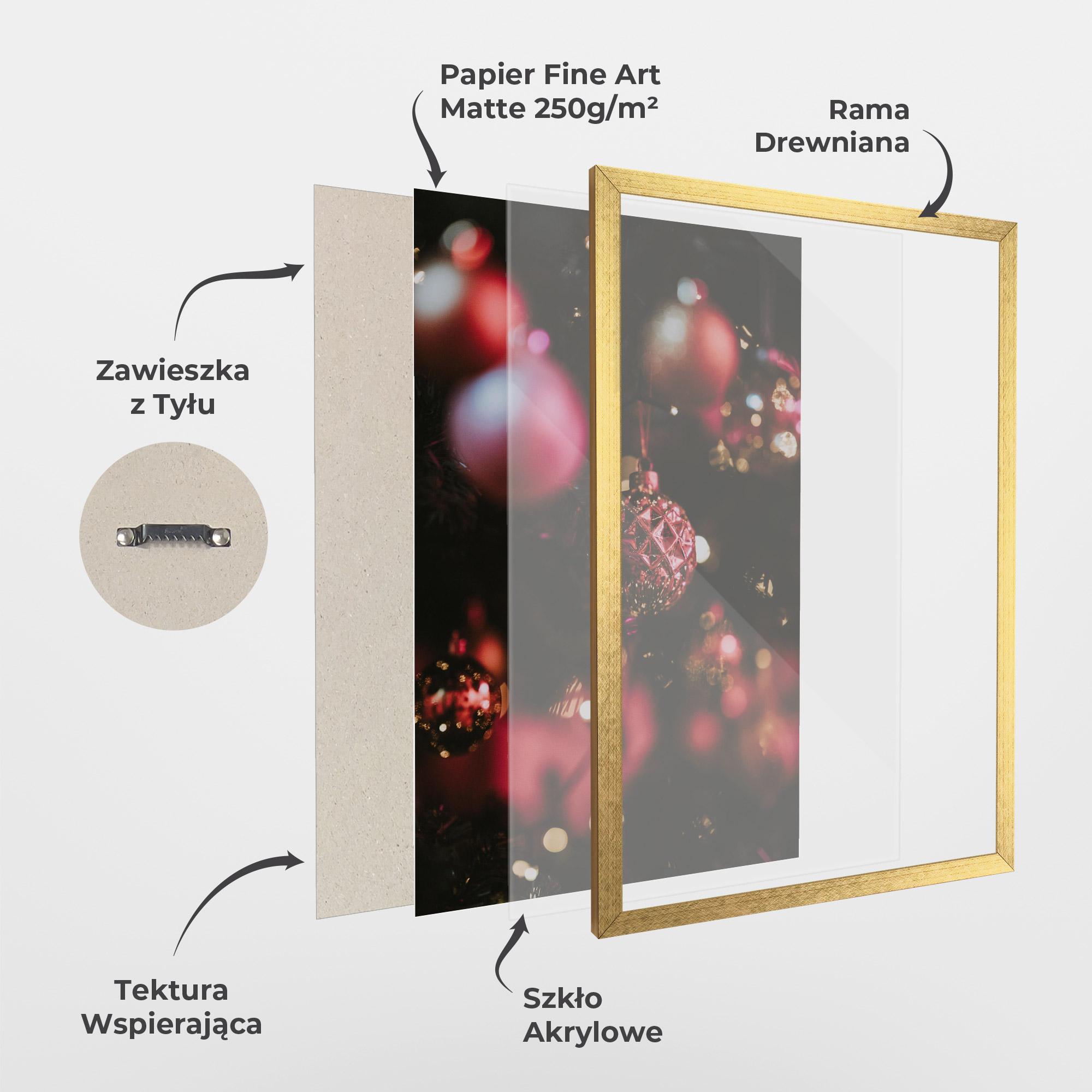 Plakat w Ramie Dark Pink Christmas Balls mockup 1