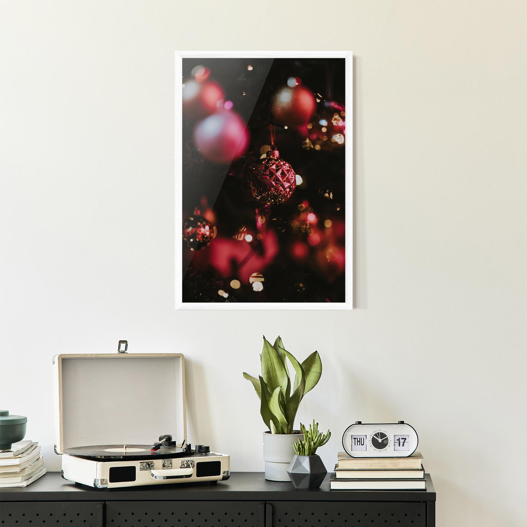 Plakat w Ramie Dark Pink Christmas Balls mockup 2