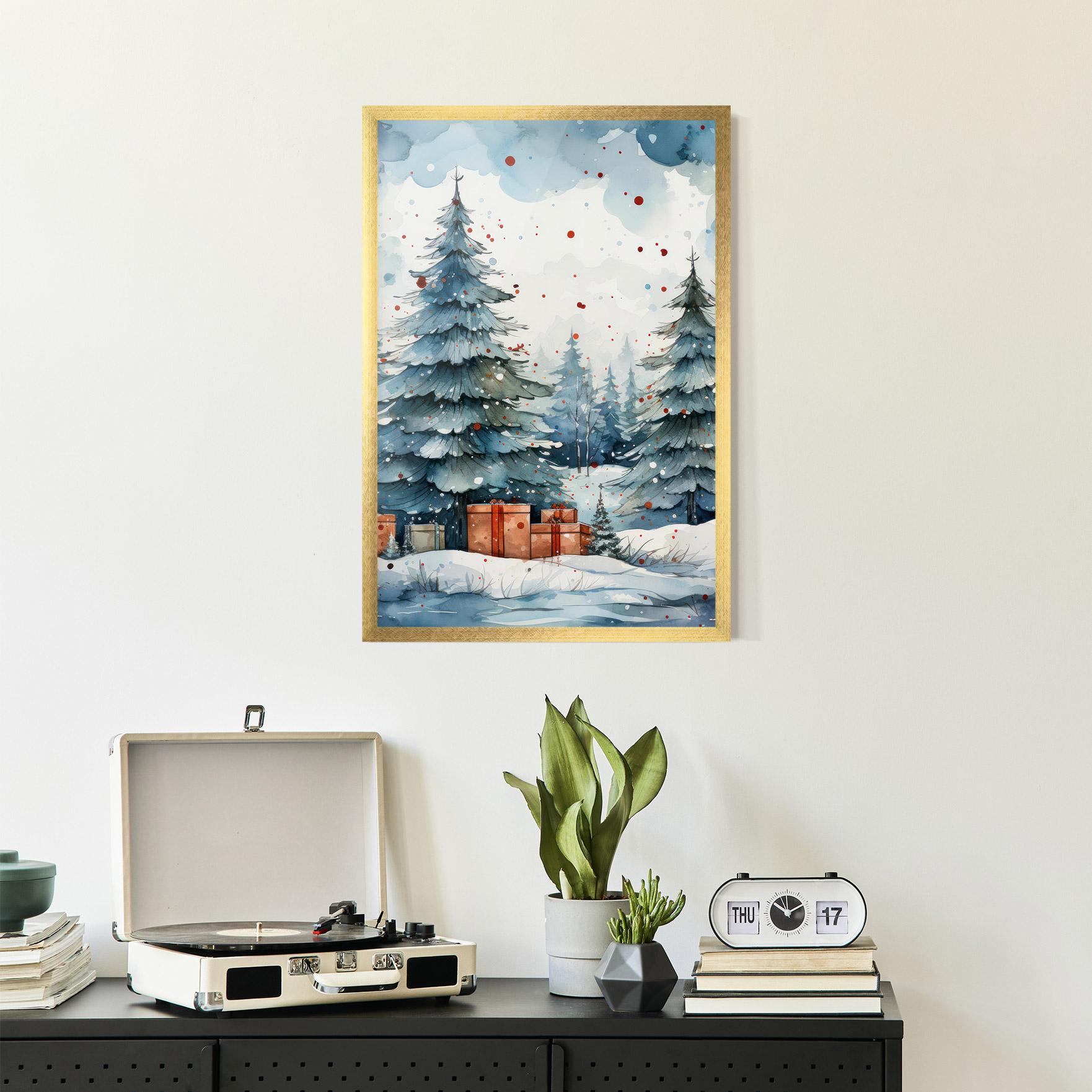 Plakat w Ramie Watercolor Christmas mockup 2