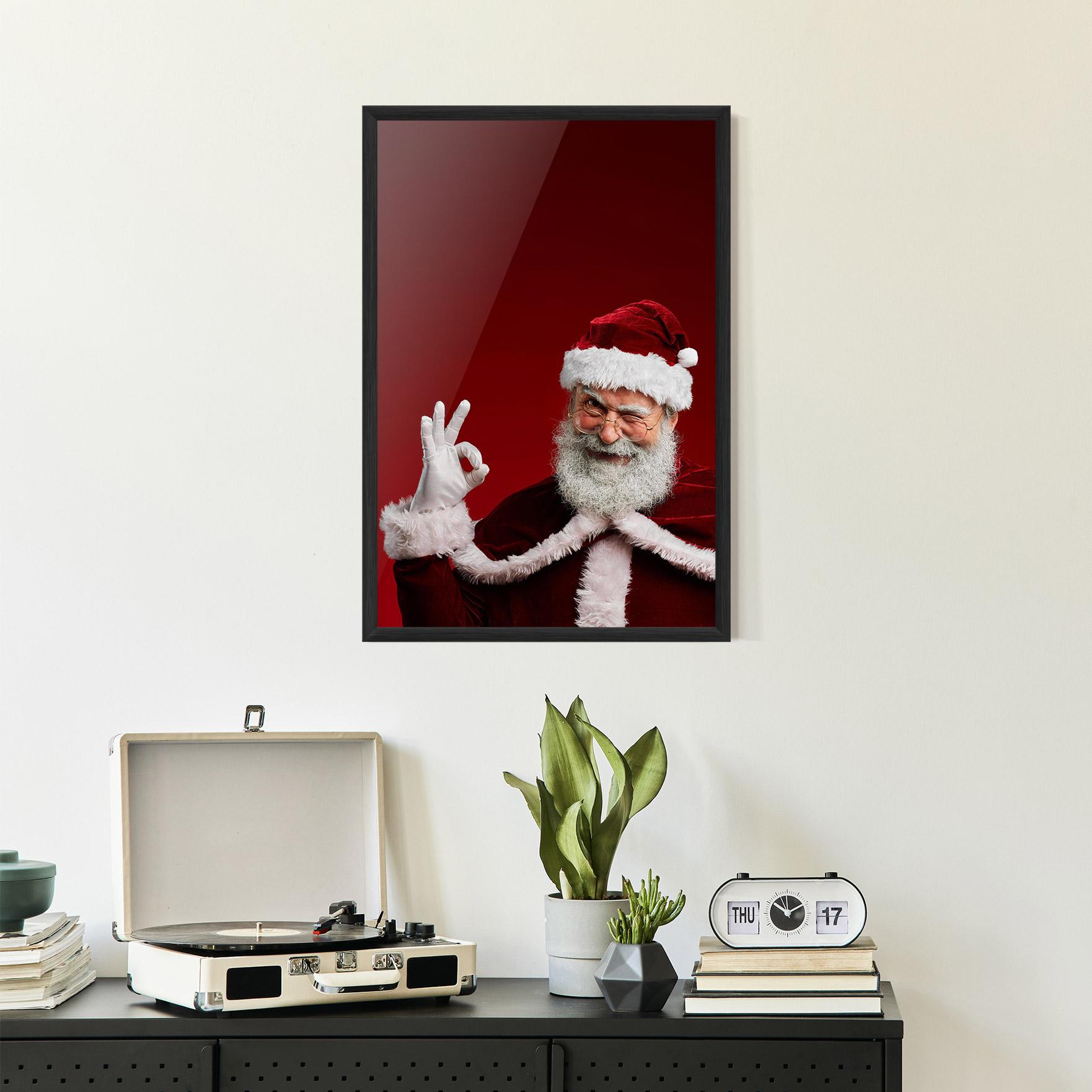 Plakat w Ramie Santa Approves mockup 2