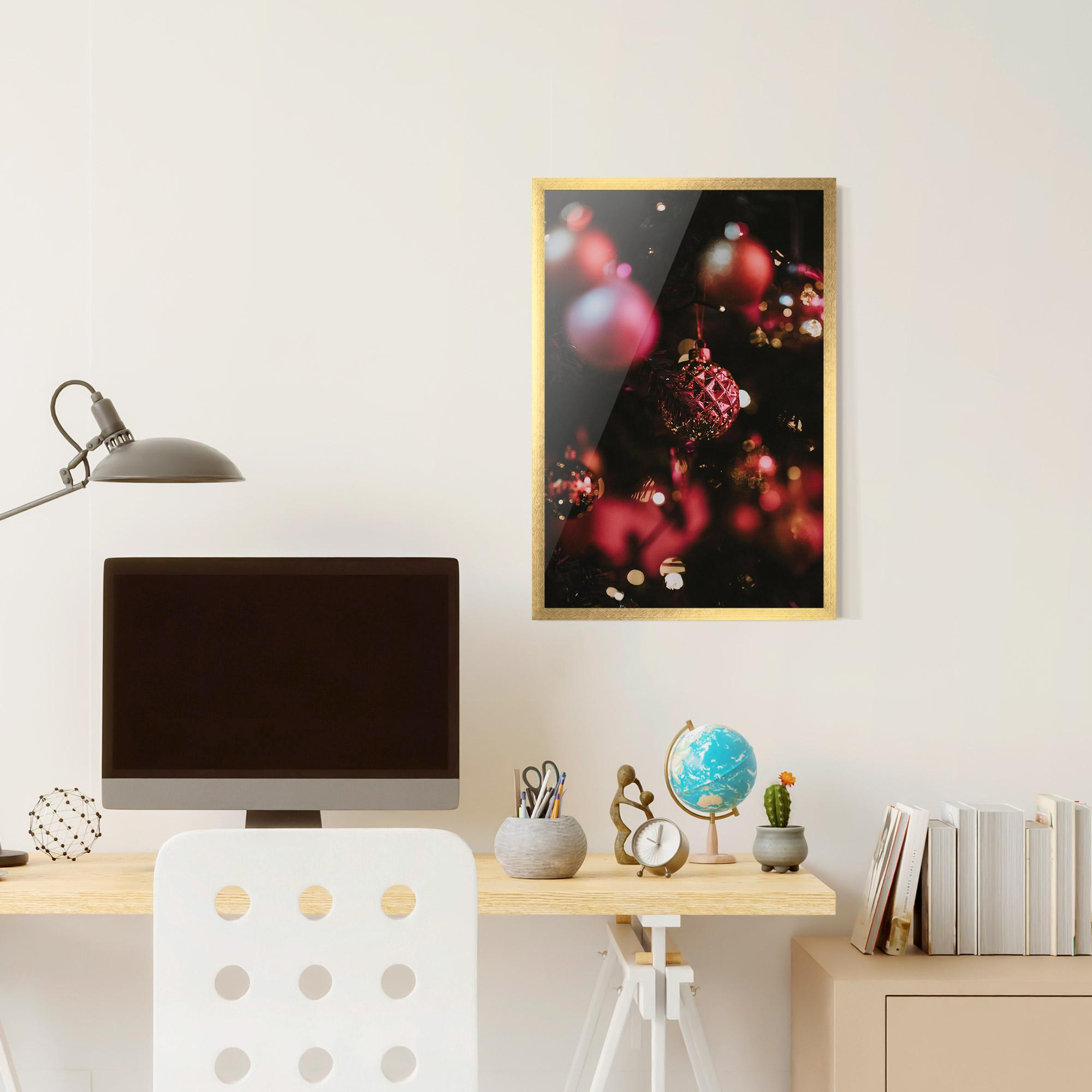 Plakat w Ramie Dark Pink Christmas Balls mockup 6