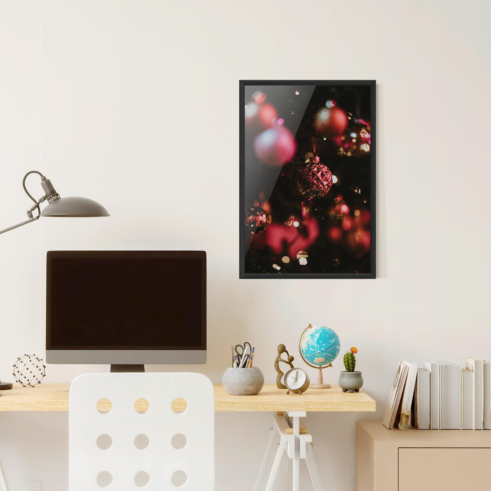 Plakat w Ramie Dark Pink Christmas Balls mockup 6