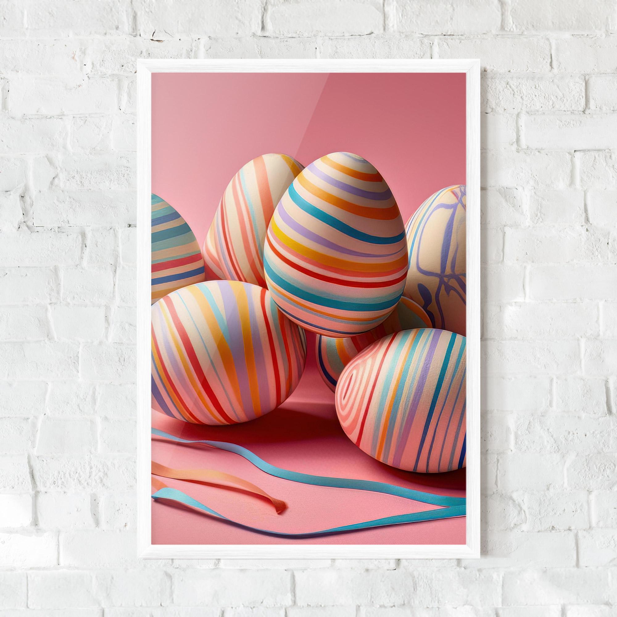 Plakat w Ramie Easter Eggs Ribbons mockup 0