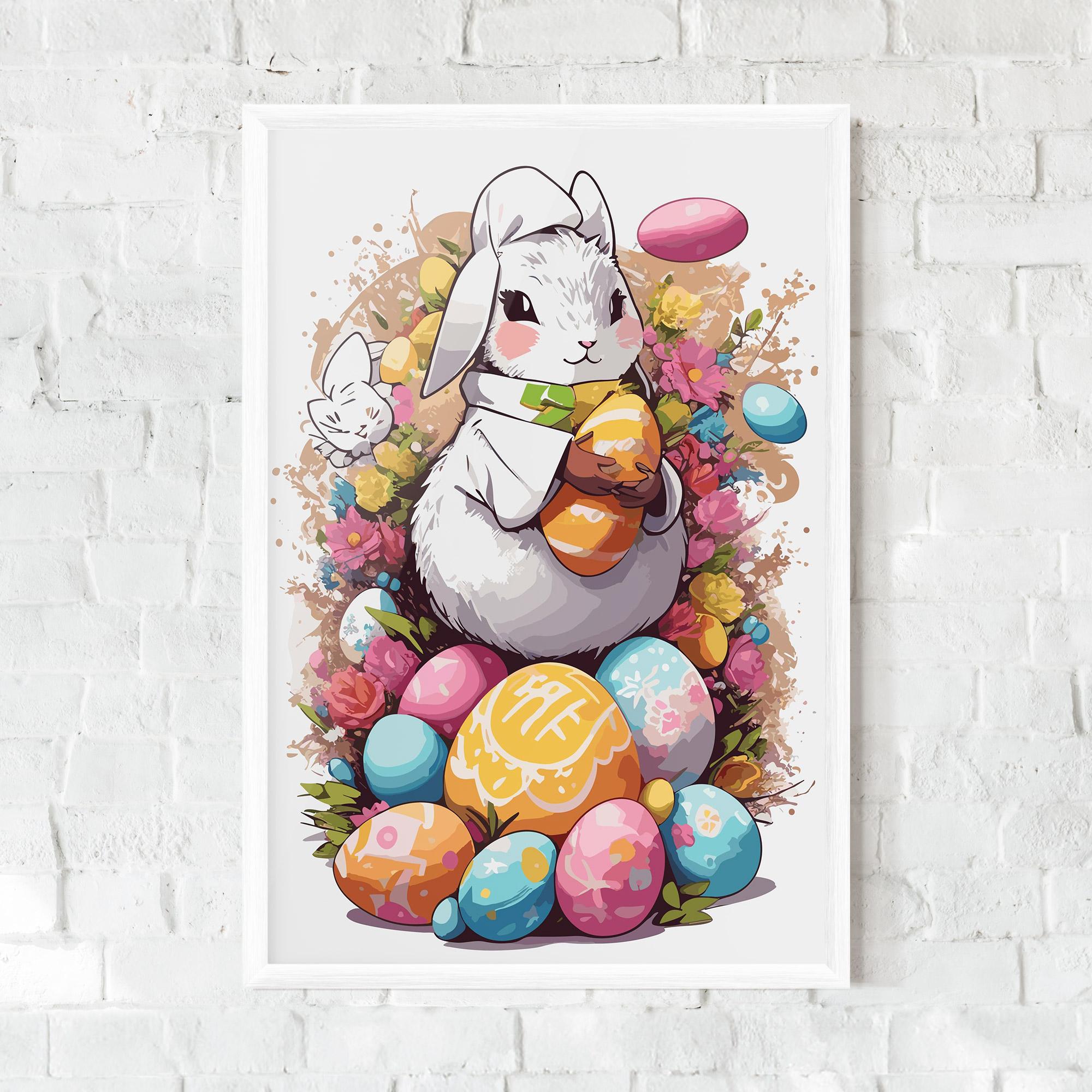 Plakat w Ramie White Easter Bunny mockup 0