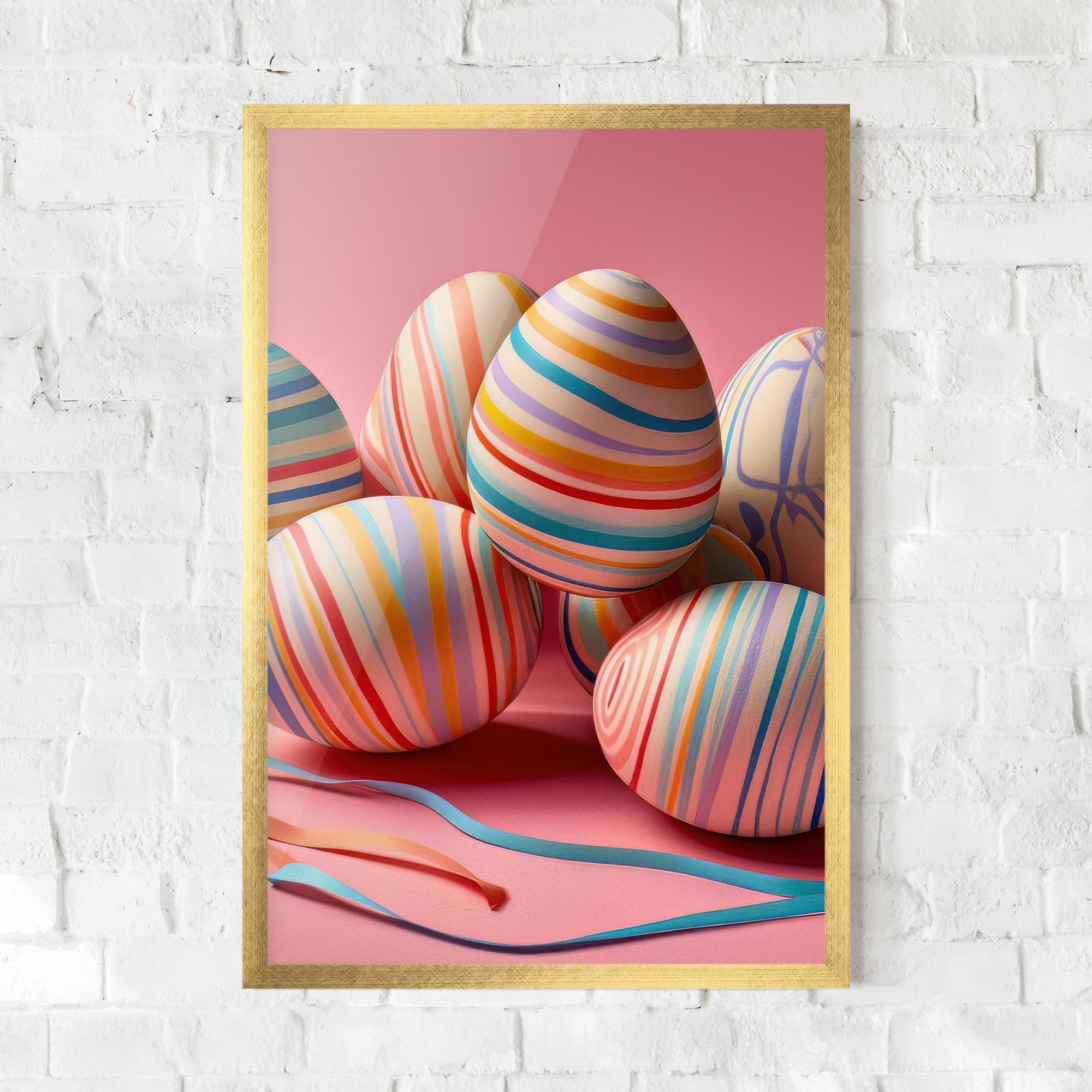 Plakat w Ramie Easter Eggs Ribbons mockup 0