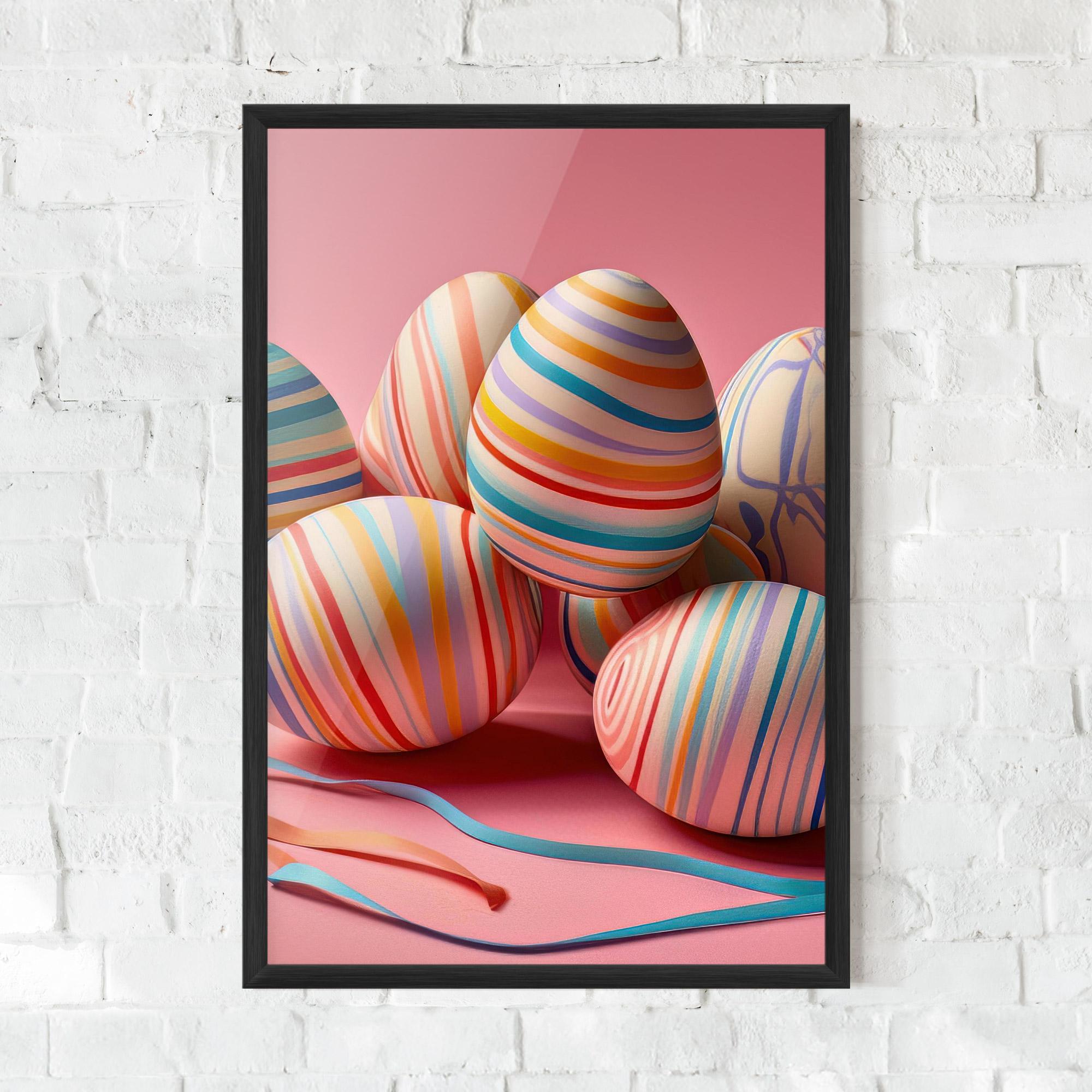 Plakat w Ramie Easter Eggs Ribbons mockup 0