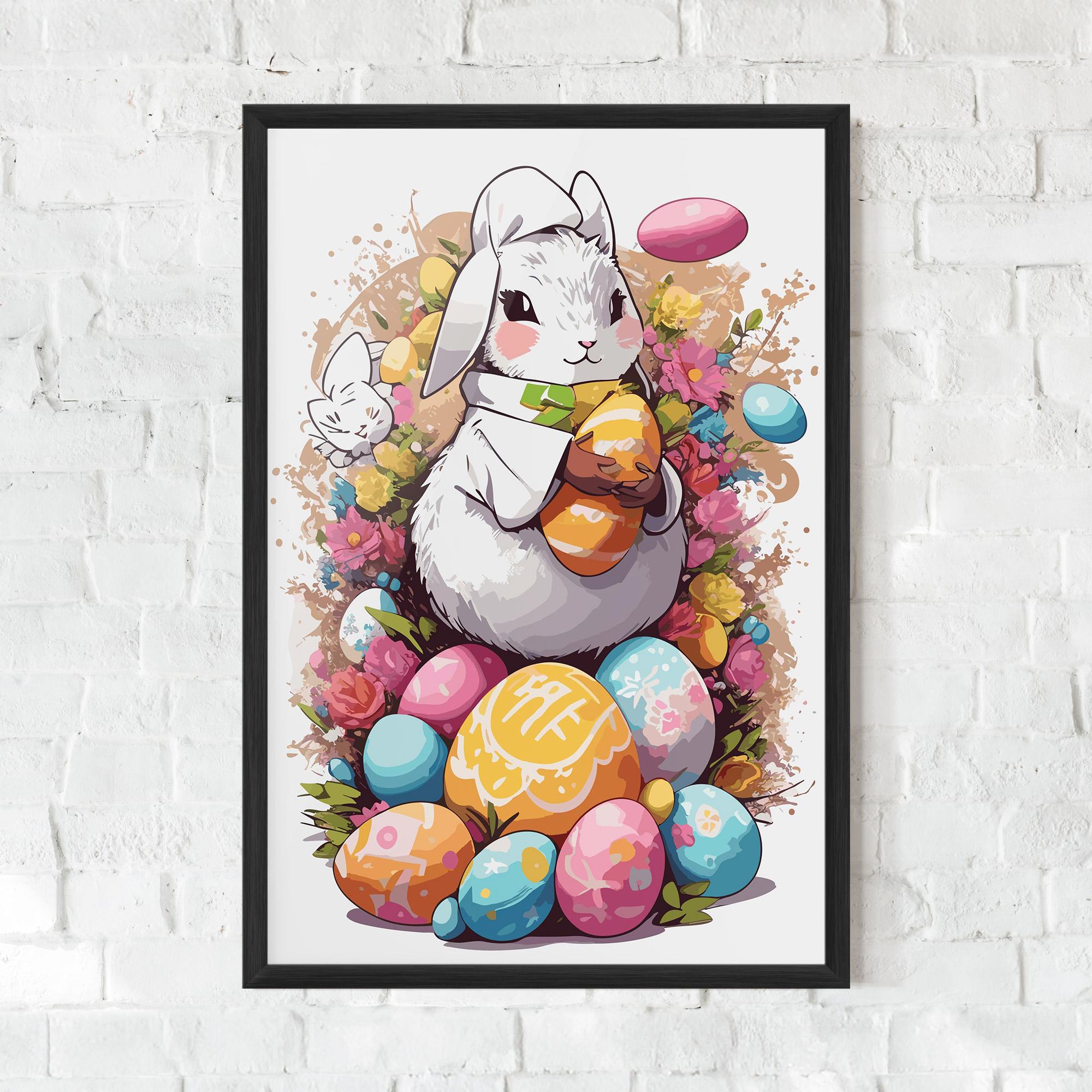 Plakat w Ramie White Easter Bunny mockup 0