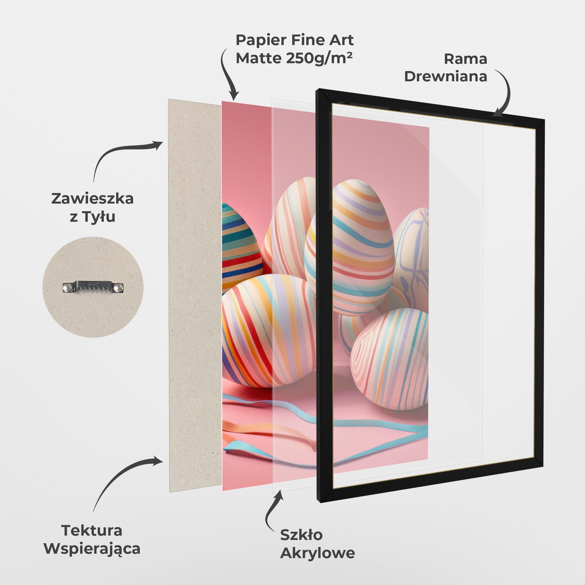 Plakat w Ramie Easter Eggs Ribbons mockup 1