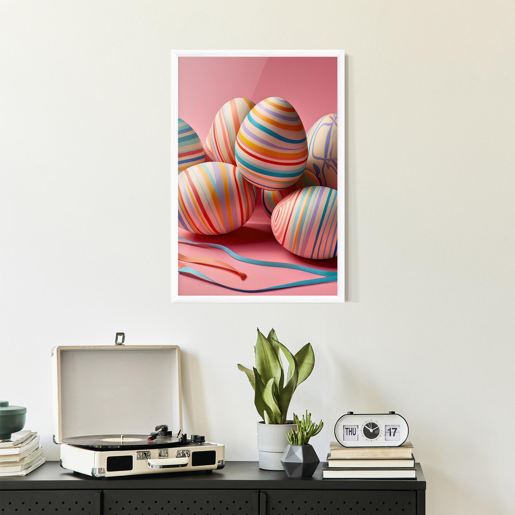Plakat w Ramie Easter Eggs Ribbons mockup 2