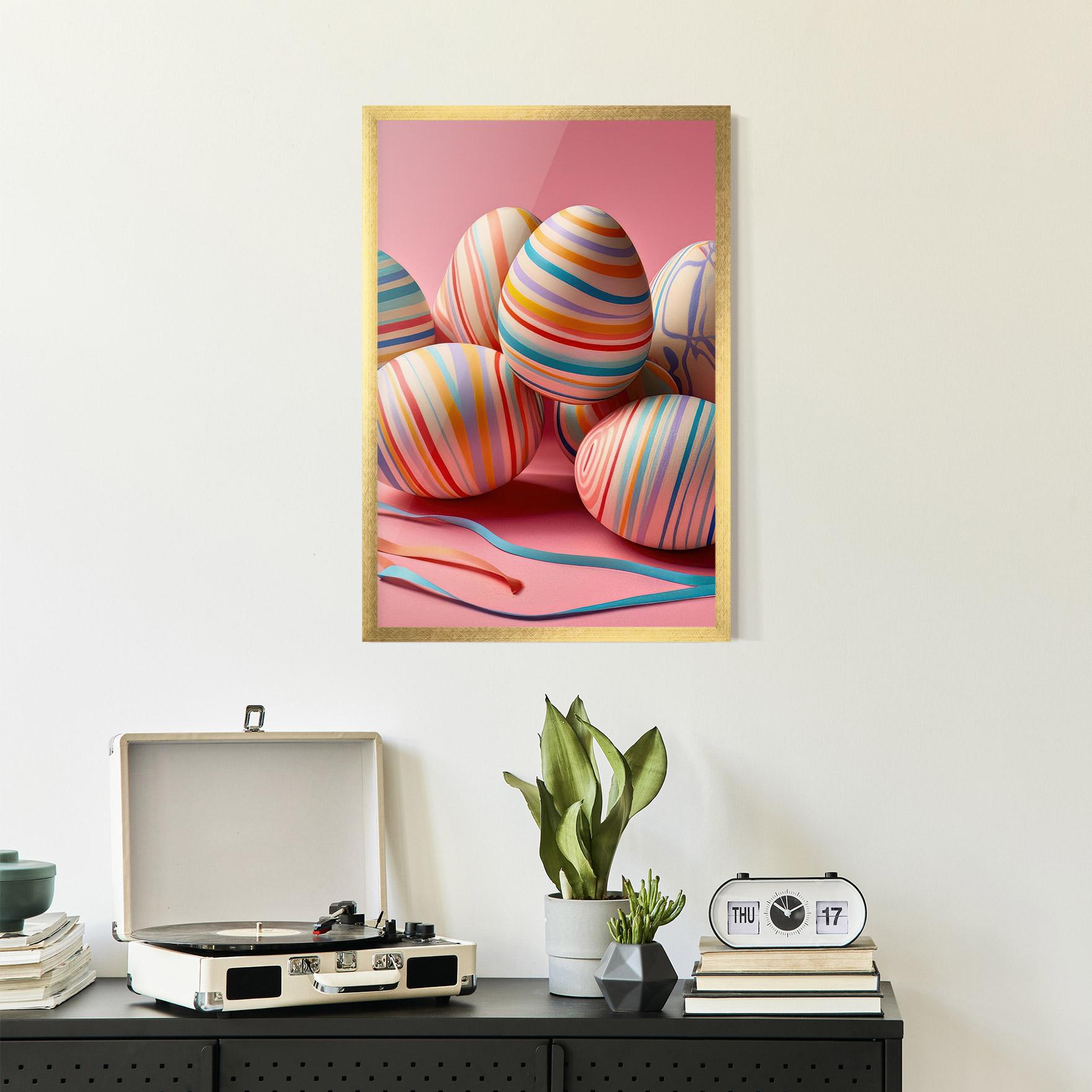 Plakat w Ramie Easter Eggs Ribbons mockup 2