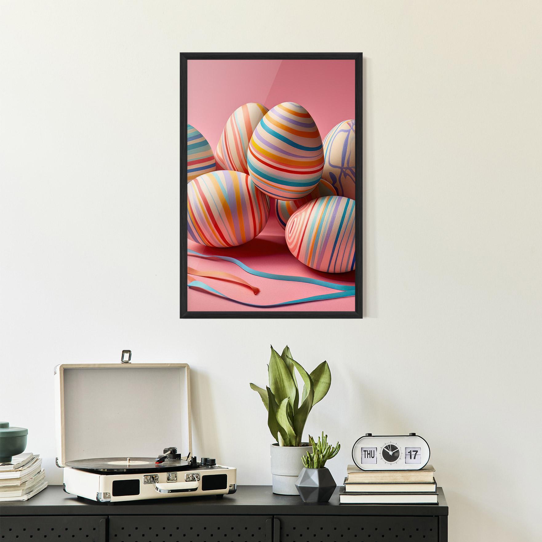 Plakat w Ramie Easter Eggs Ribbons mockup 2