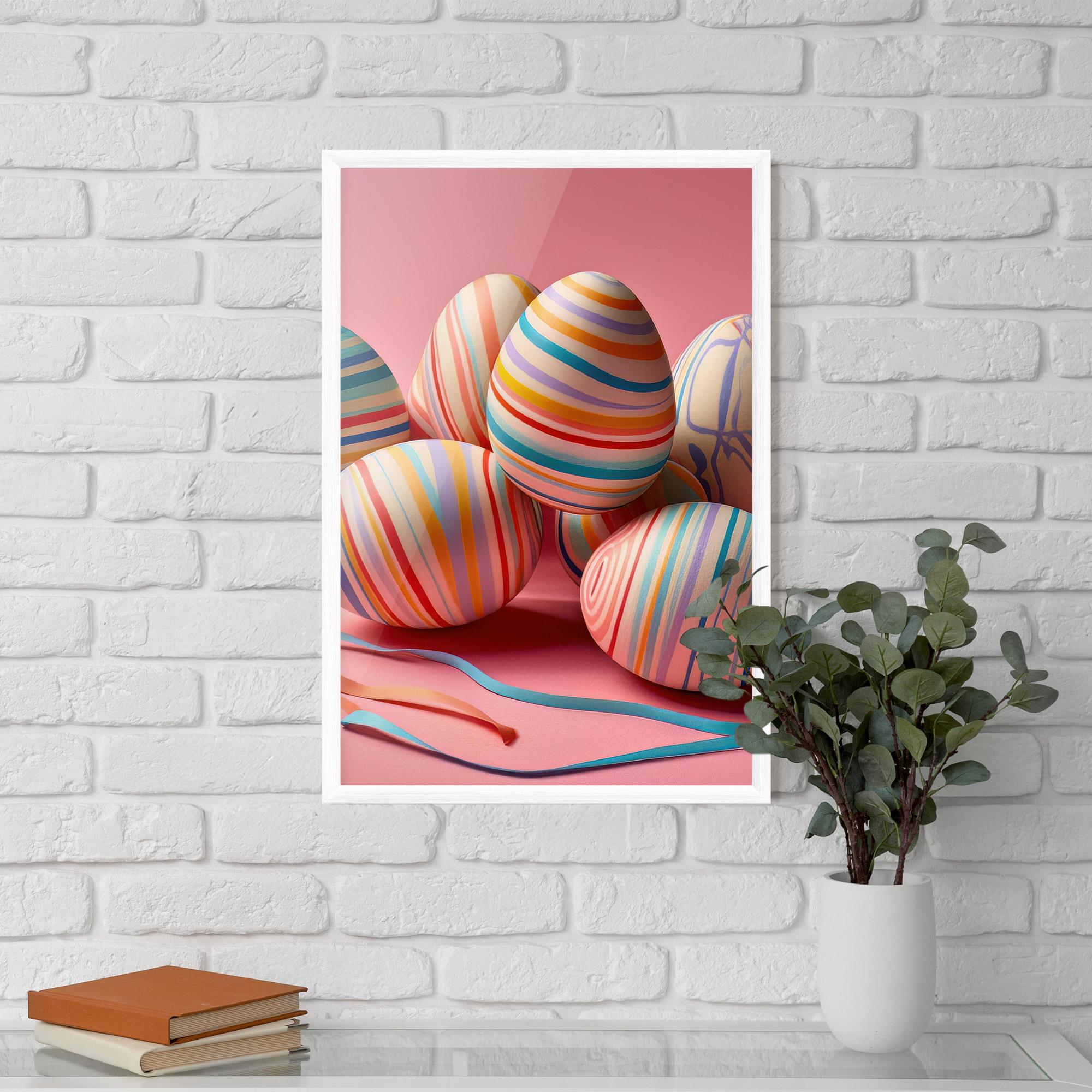 Plakat w Ramie Easter Eggs Ribbons mockup 5