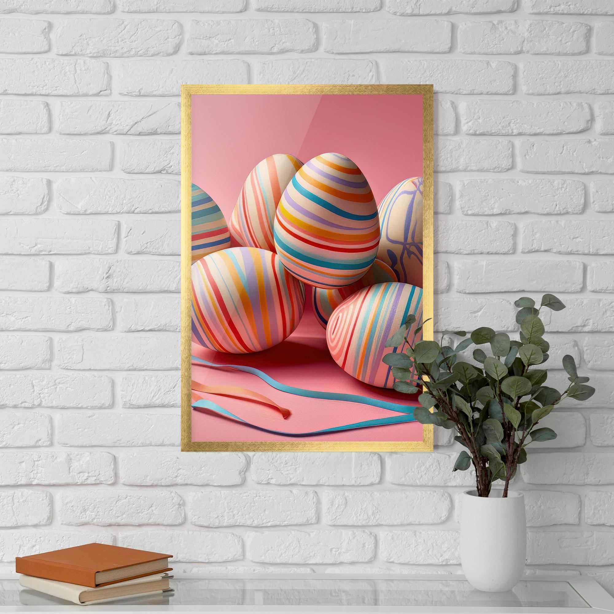 Plakat w Ramie Easter Eggs Ribbons mockup 5