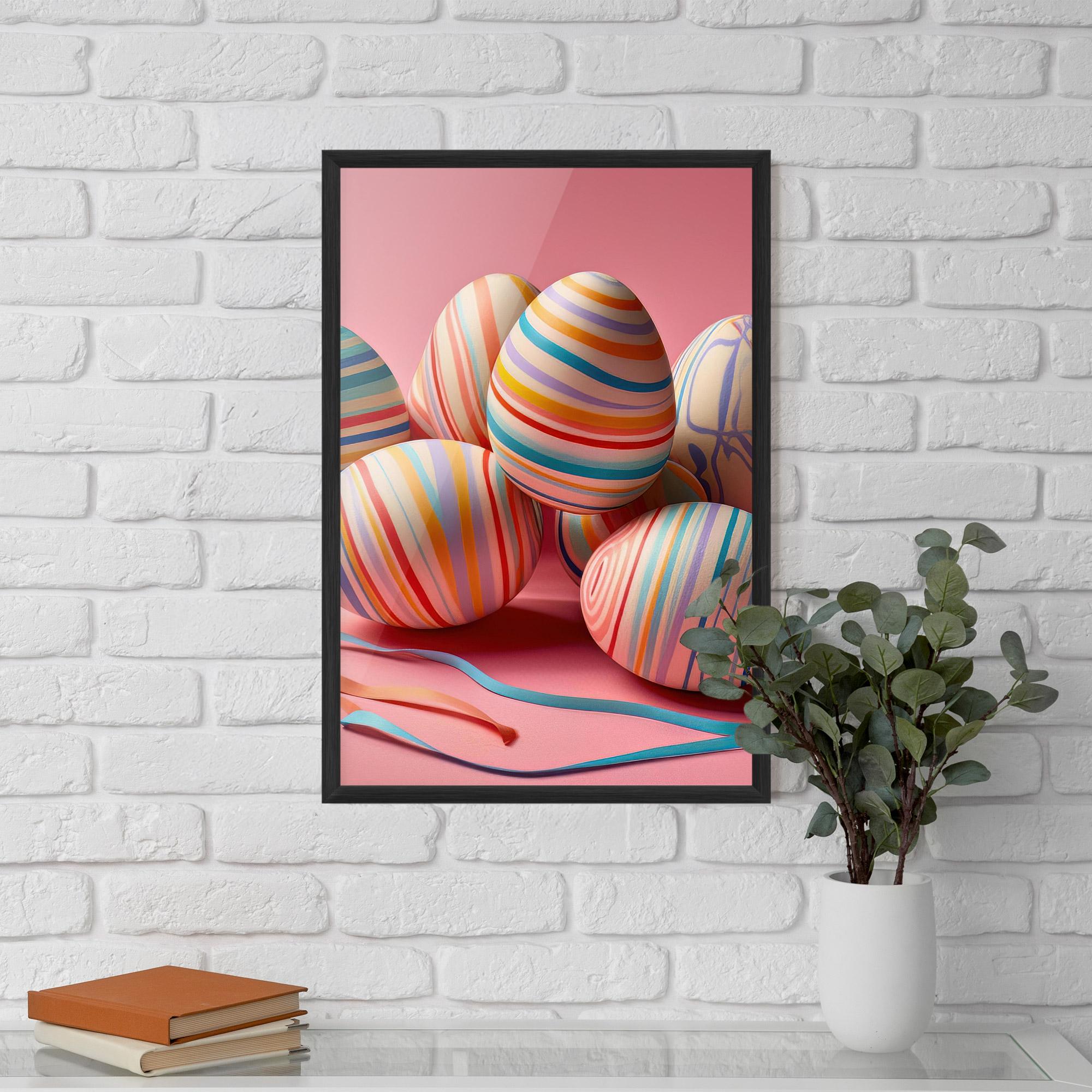 Plakat w Ramie Easter Eggs Ribbons mockup 5