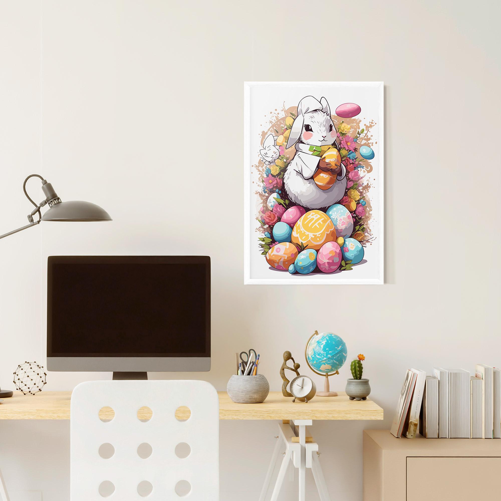Plakat w Ramie White Easter Bunny mockup 6