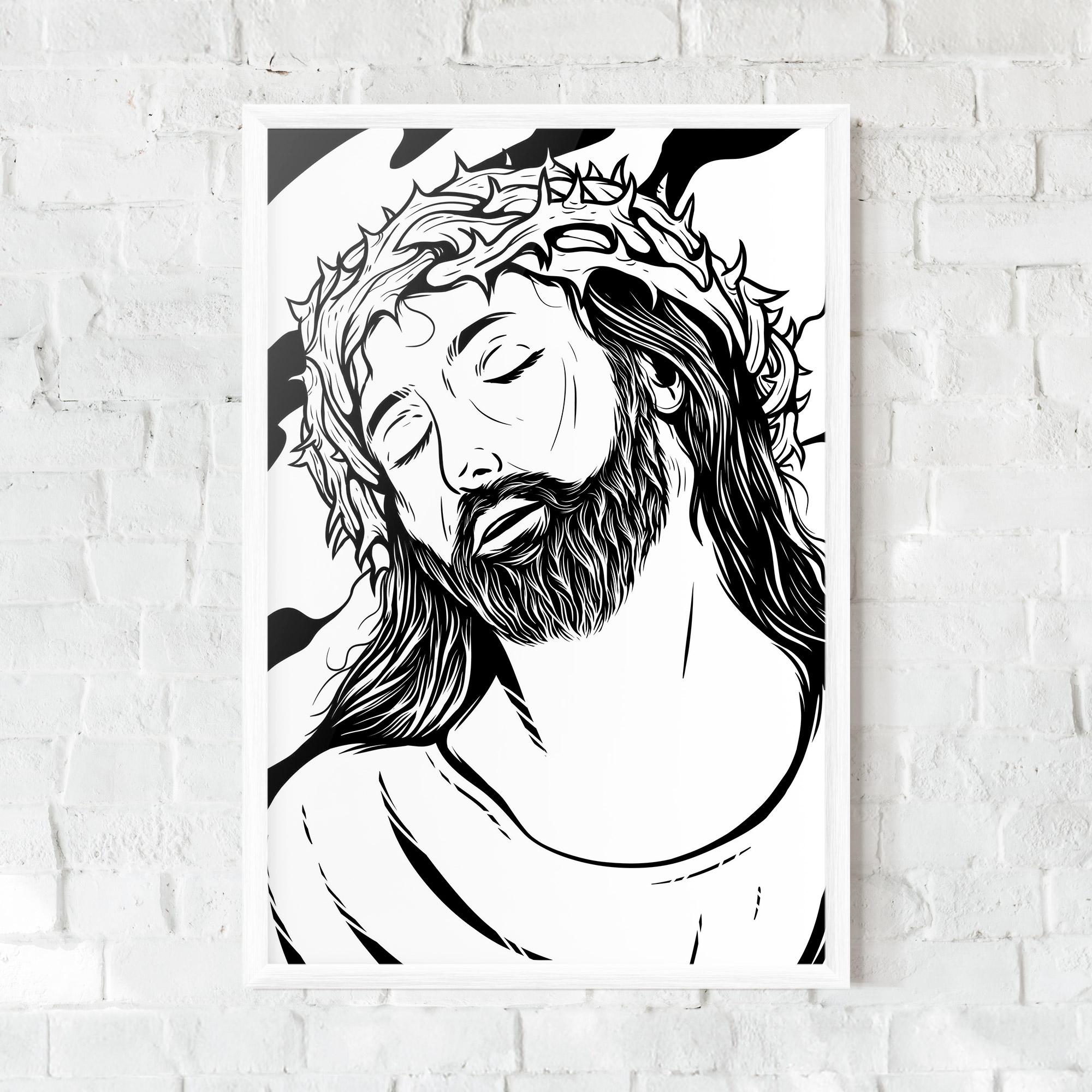 Plakat w Ramie Black White Jesus mockup 0
