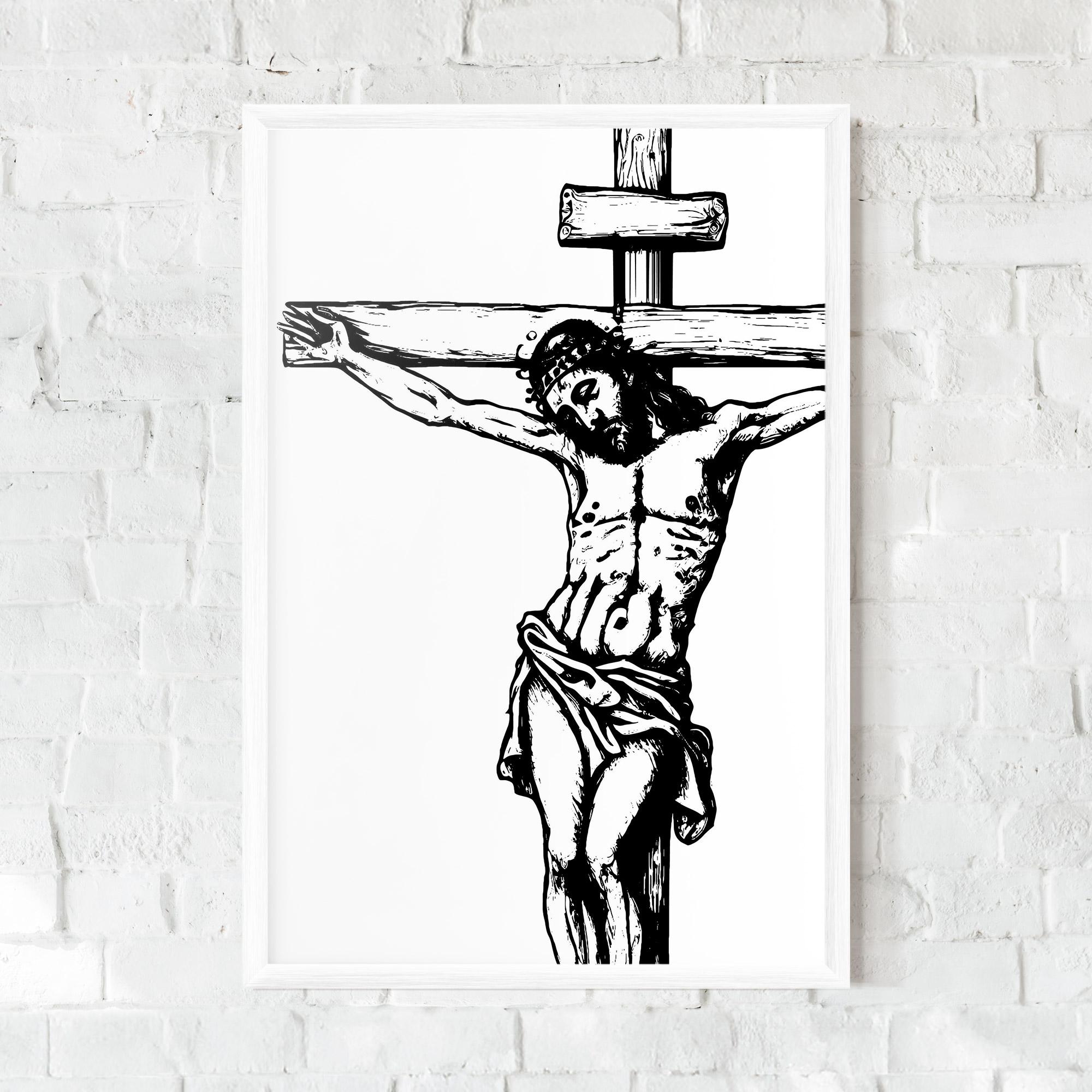 Plakat w Ramie Jesus Black Line mockup 0