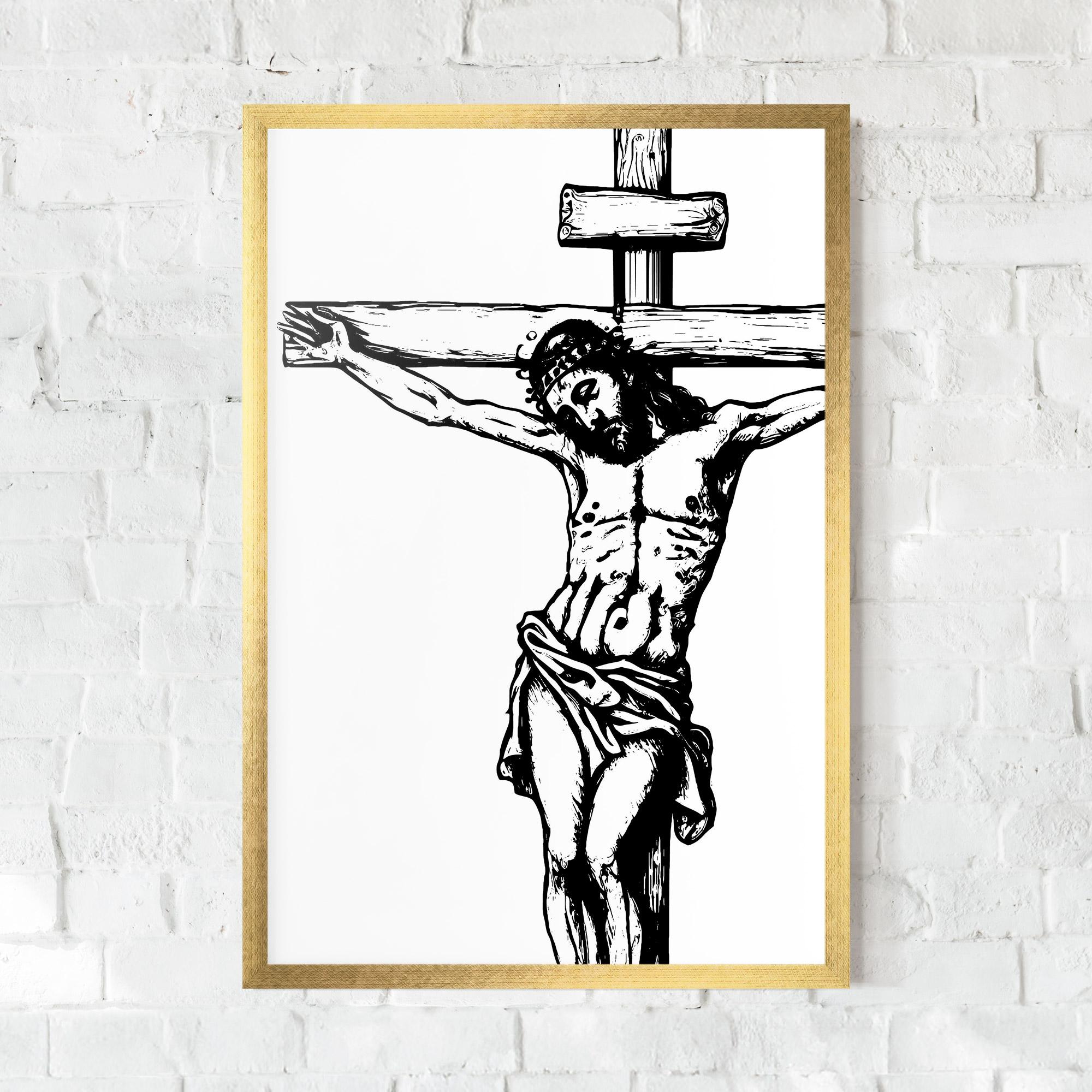 Plakat w Ramie Jesus Black Line mockup 0