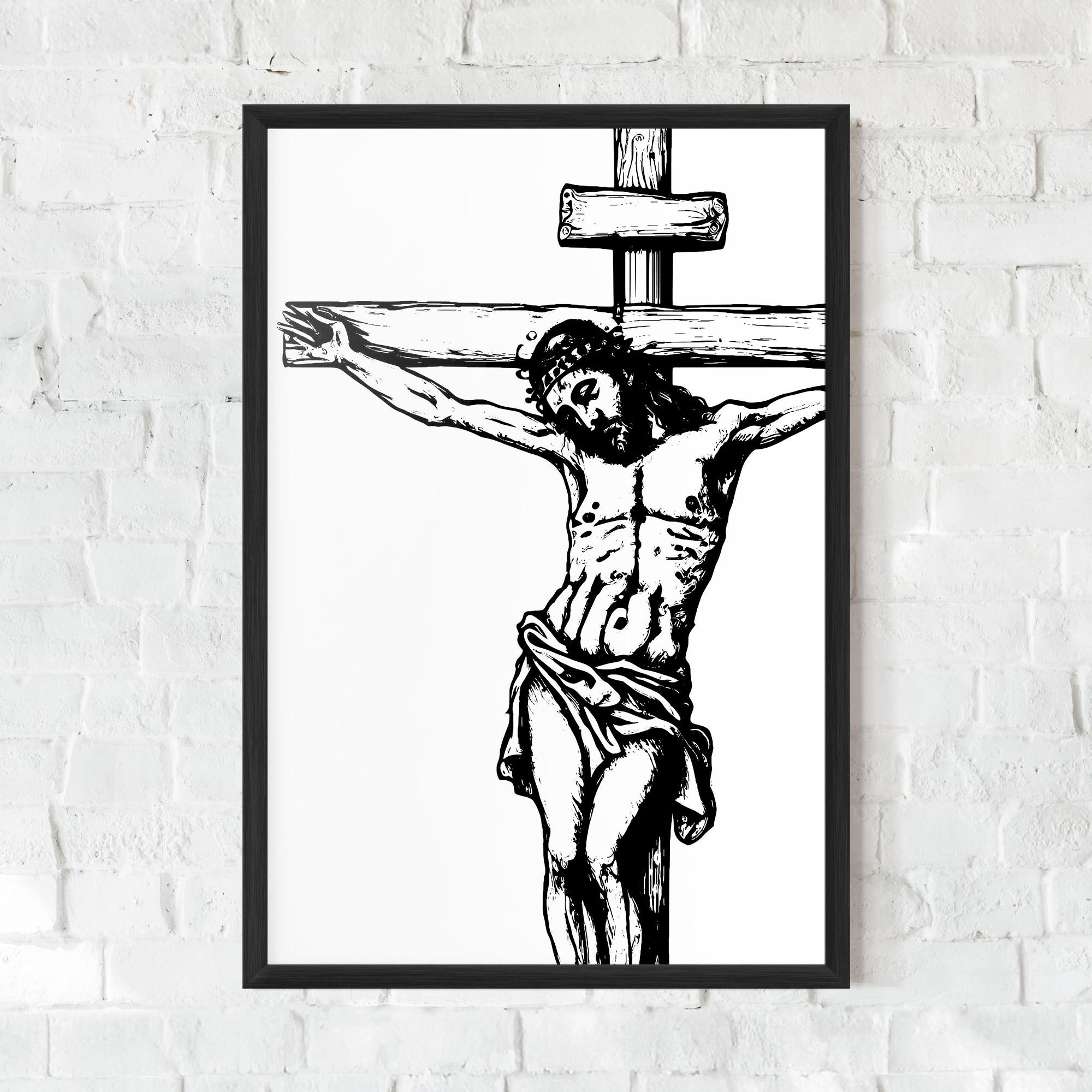 Plakat w Ramie Jesus Black Line mockup 0