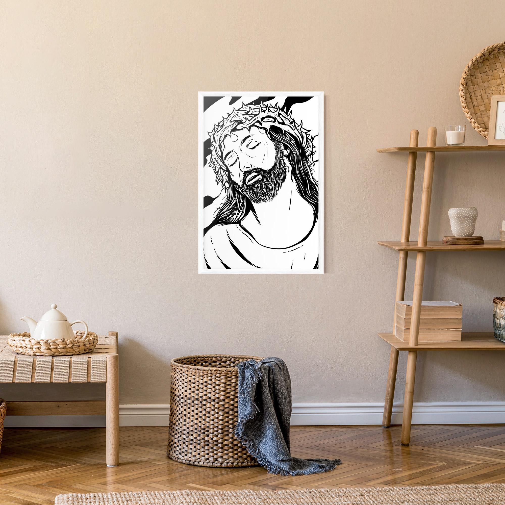 Plakat w Ramie Black White Jesus mockup 9