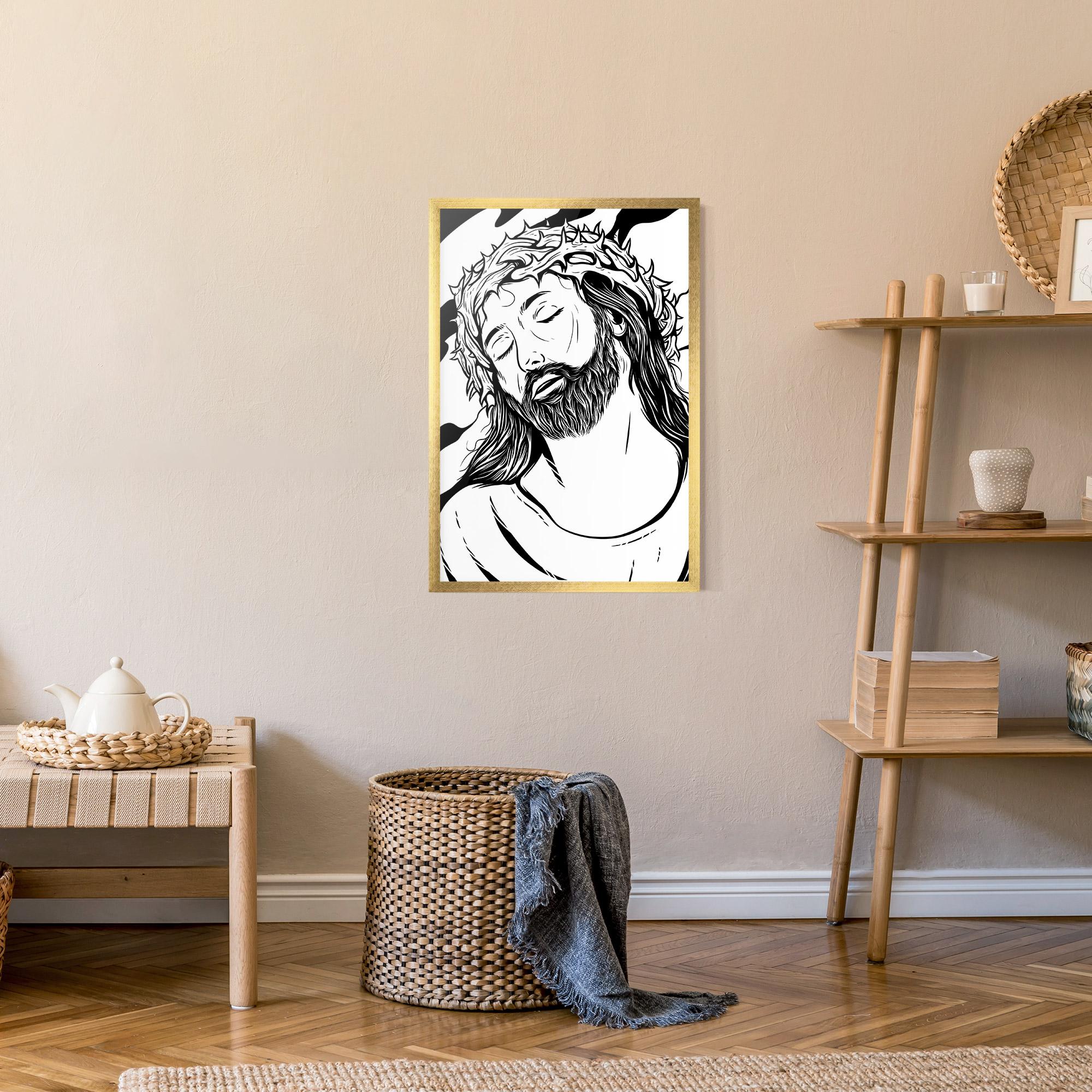 Plakat w Ramie Black White Jesus mockup 9