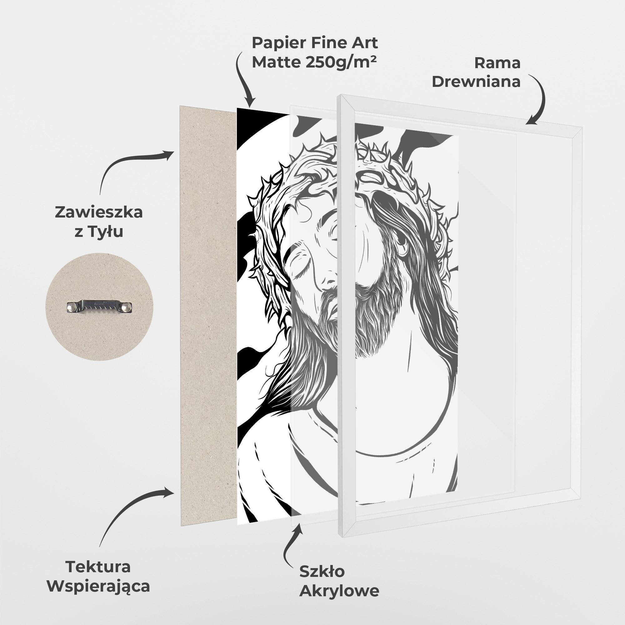 Plakat w Ramie Black White Jesus mockup 1
