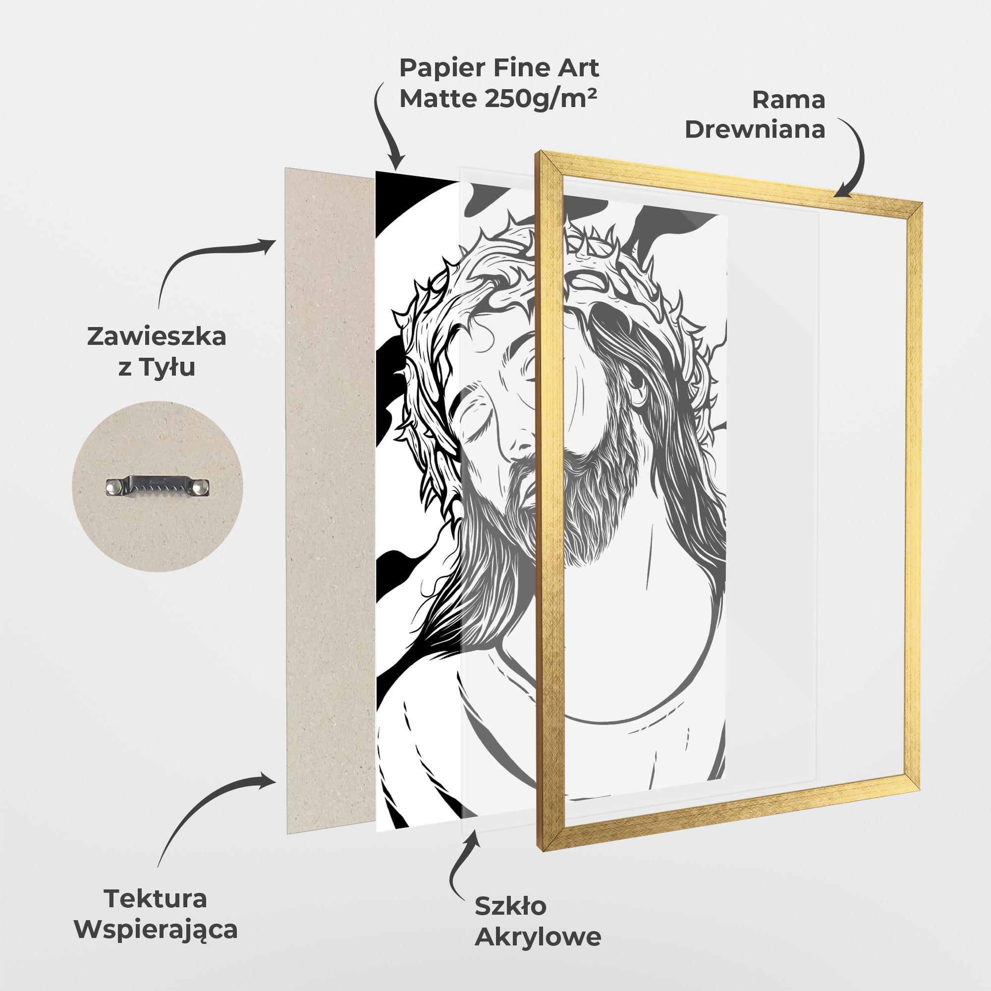 Plakat w Ramie Black White Jesus mockup 1