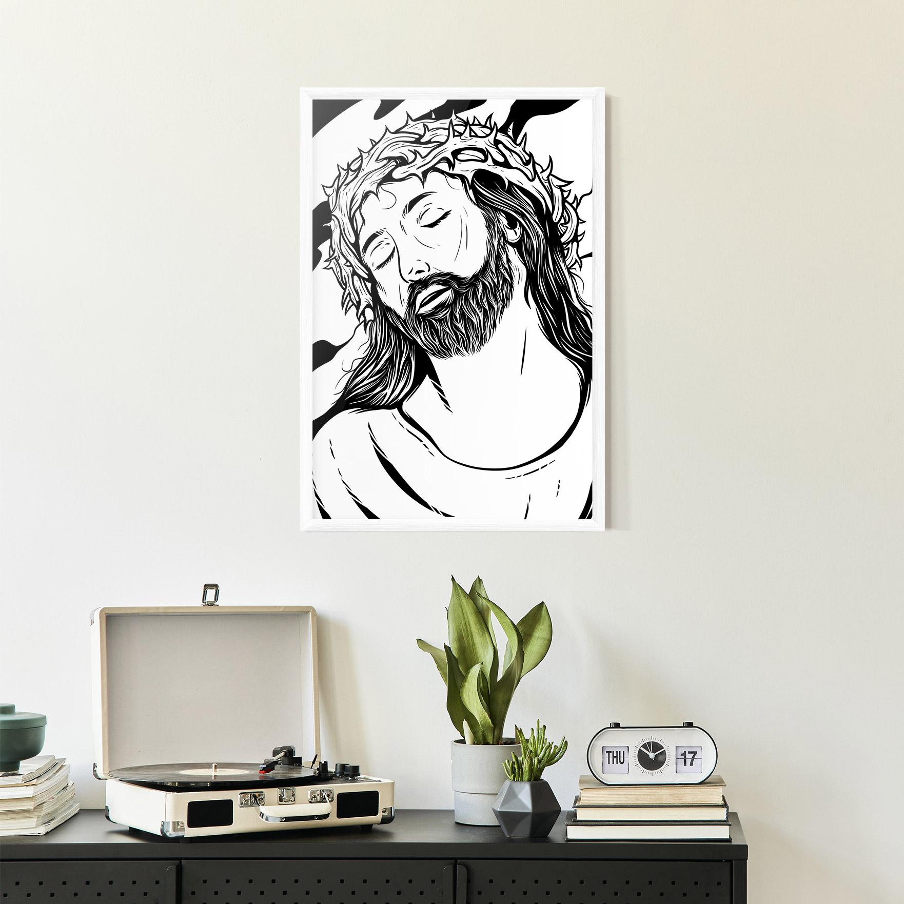 Plakat w Ramie Black White Jesus mockup 2