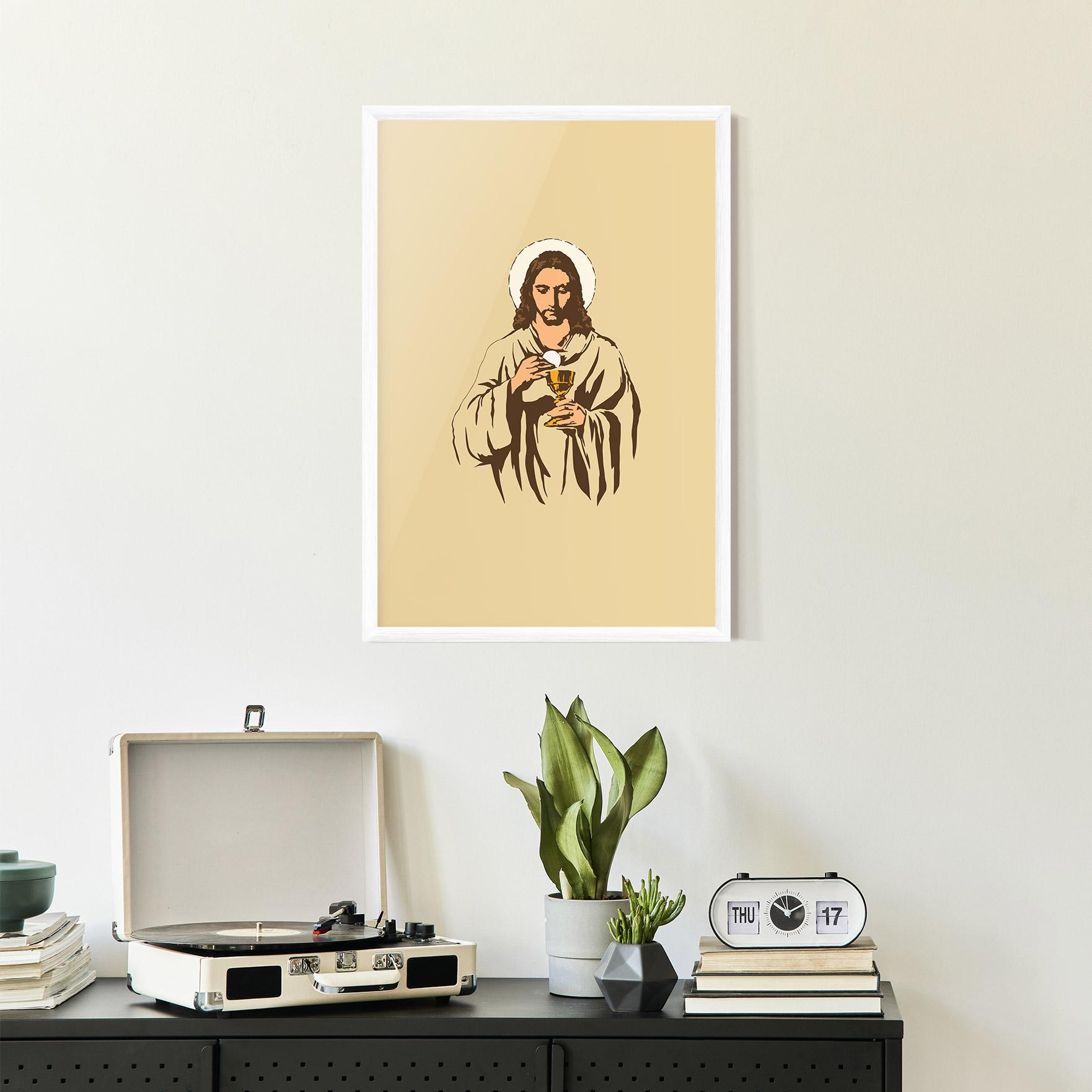 Plakat w Ramie Cream Jesus mockup 2