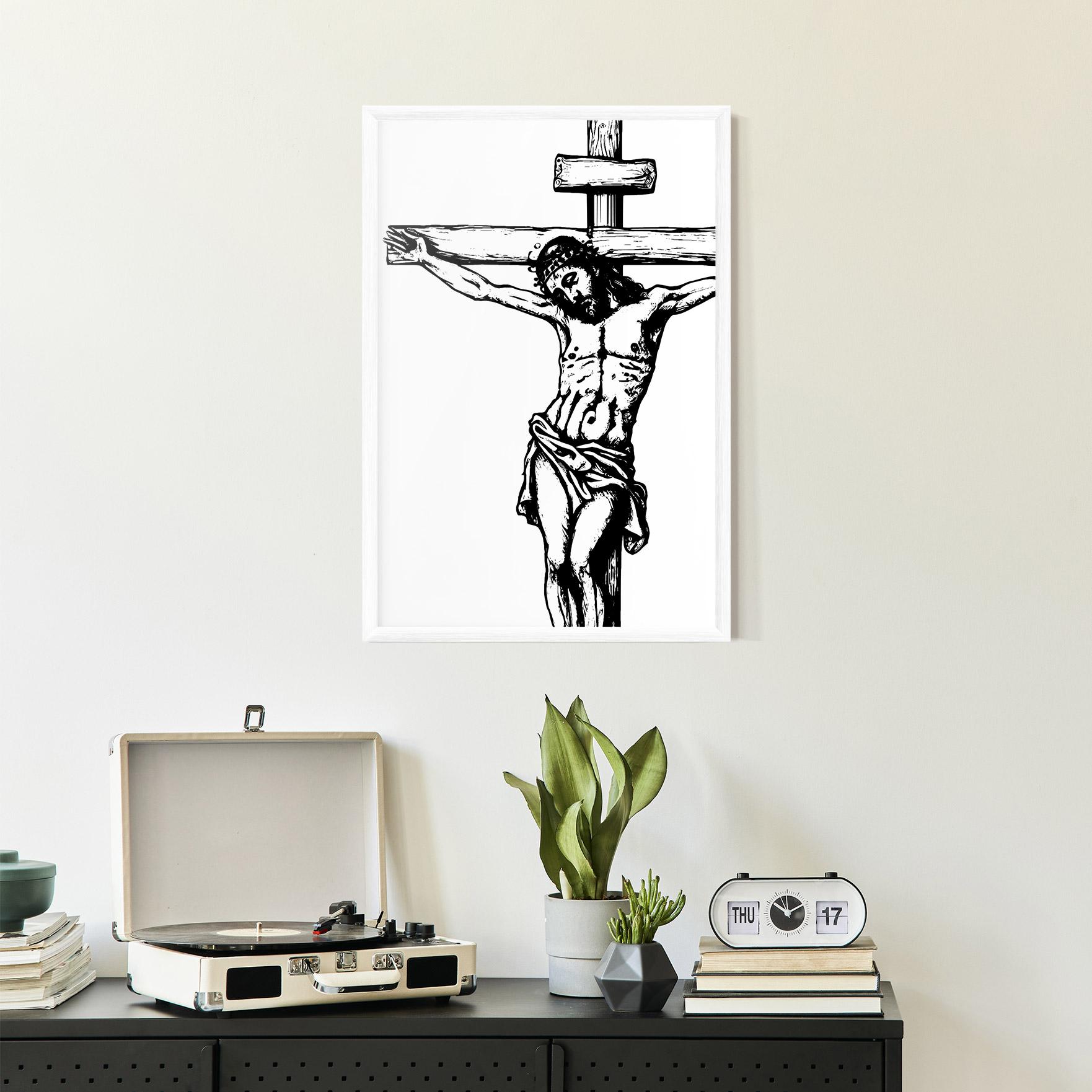 Plakat w Ramie Jesus Black Line mockup 2