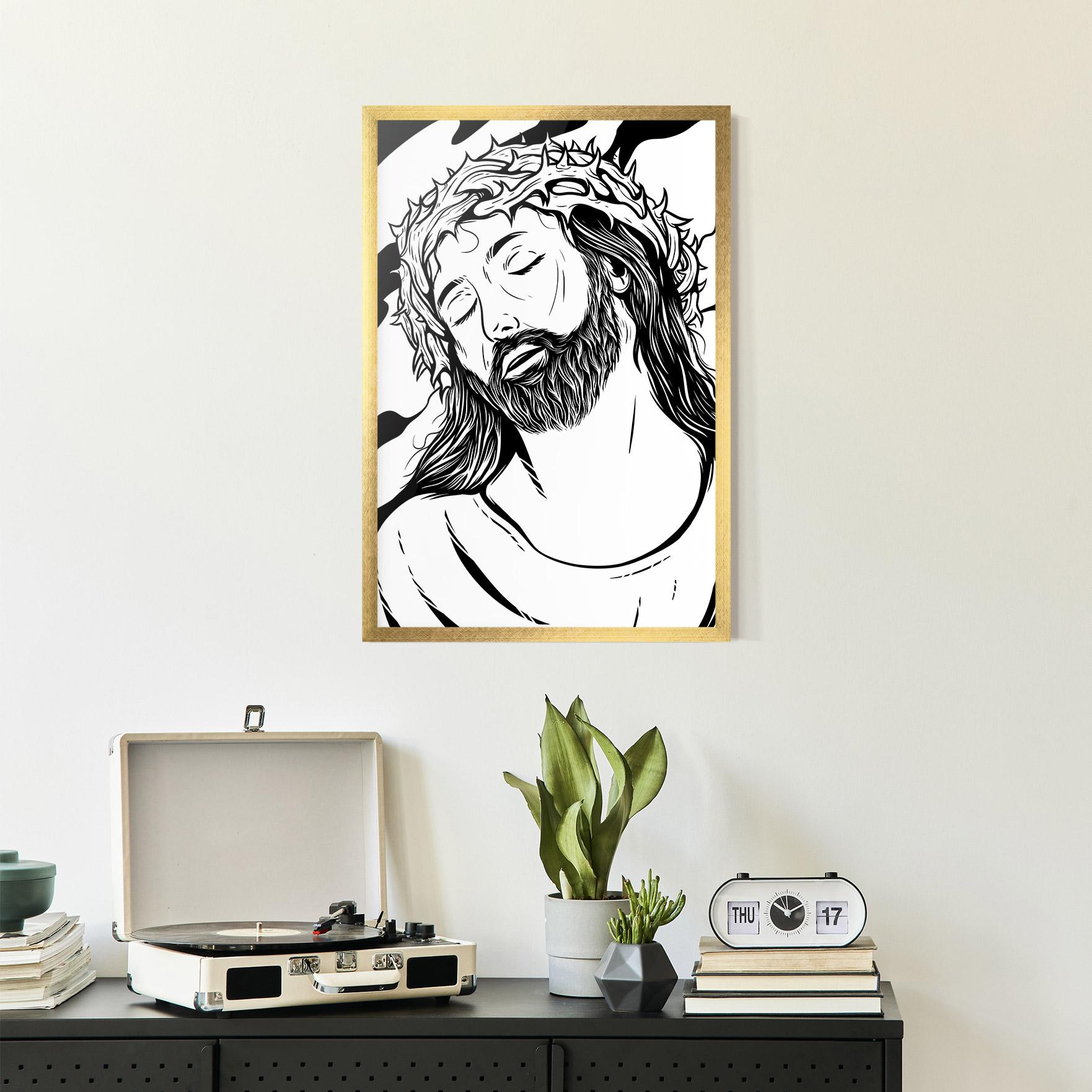 Plakat w Ramie Black White Jesus mockup 2