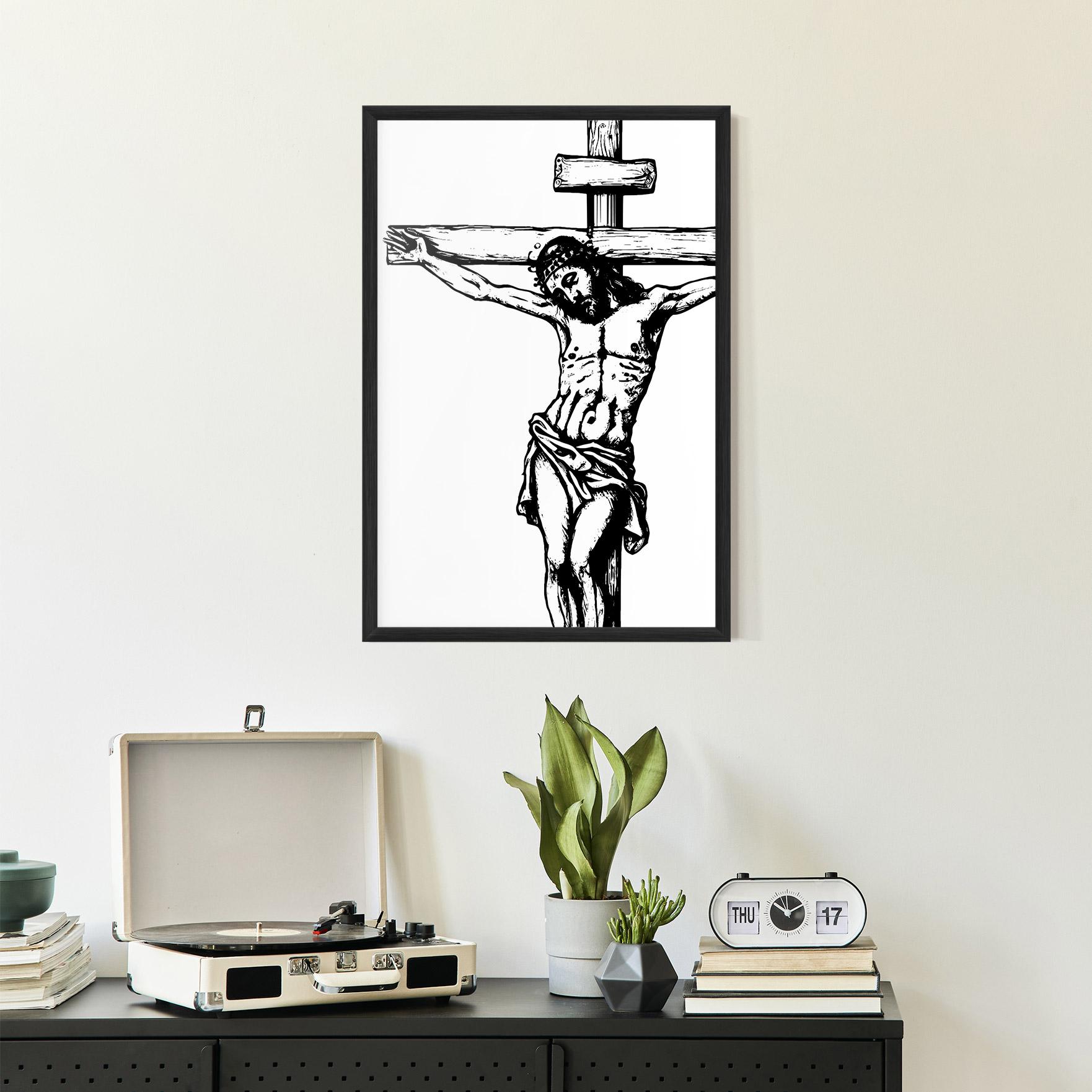 Plakat w Ramie Jesus Black Line mockup 2