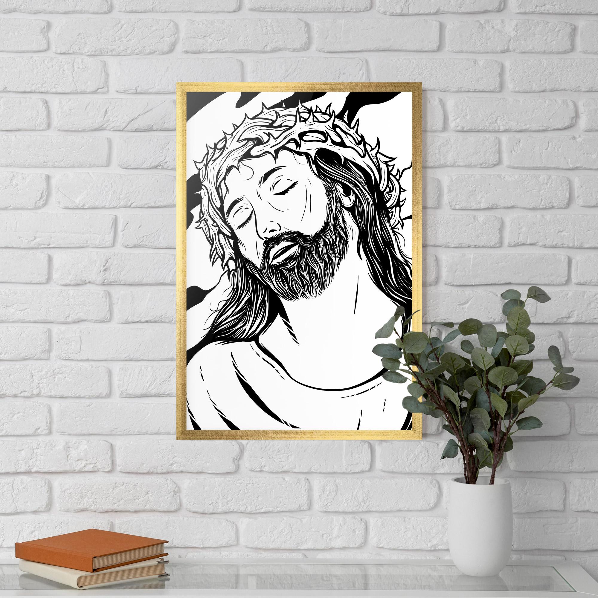 Plakat w Ramie Black White Jesus mockup 5