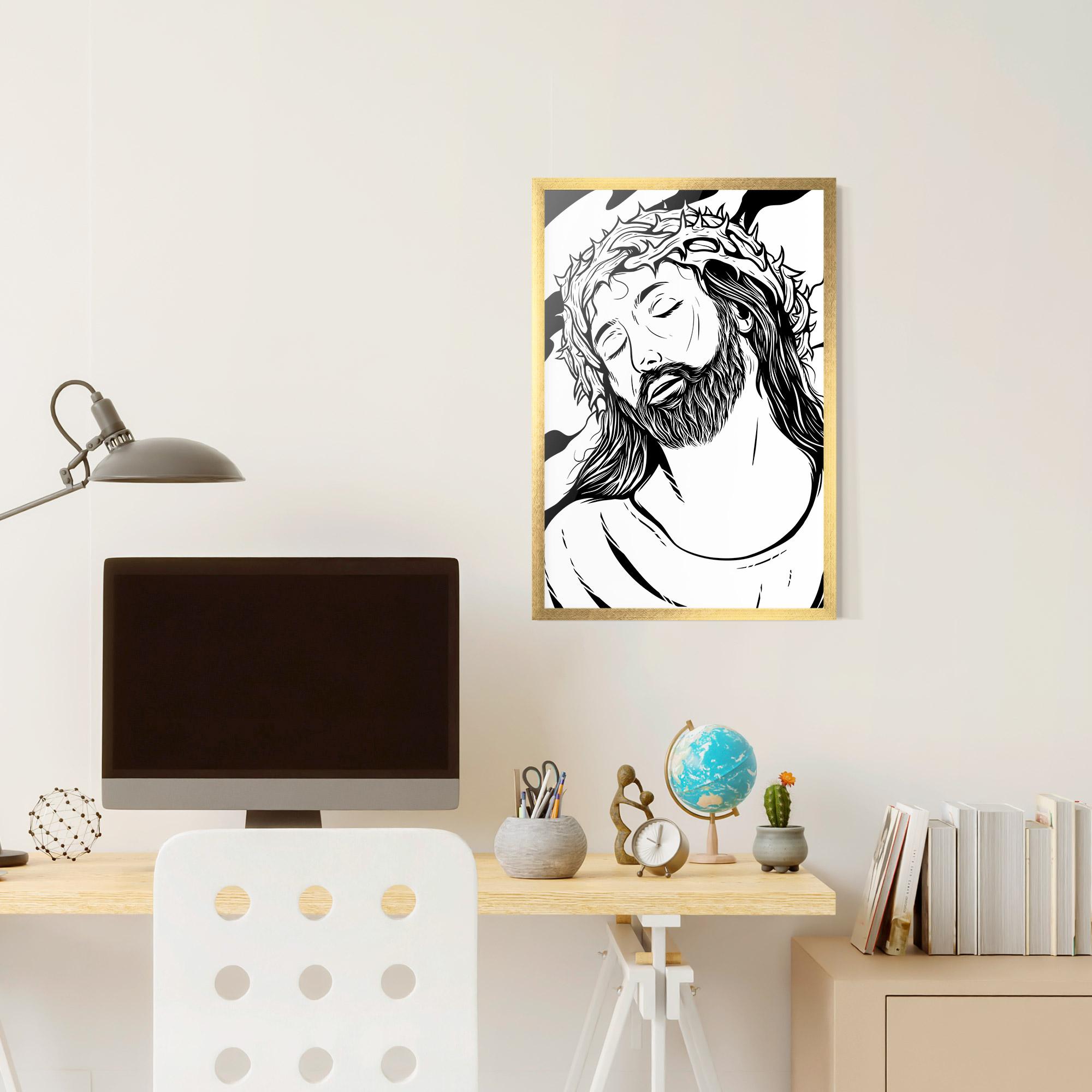 Plakat w Ramie Black White Jesus mockup 6