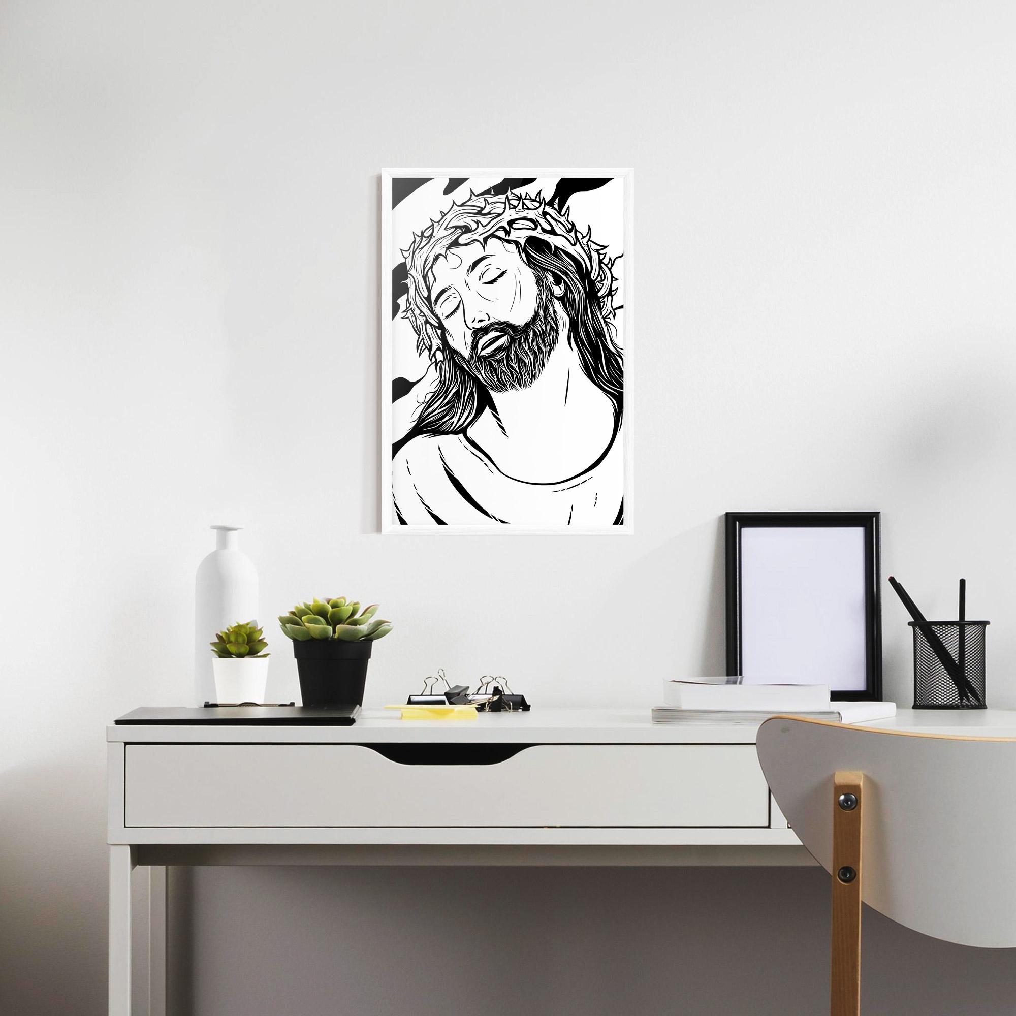 Plakat w Ramie Black White Jesus mockup 7