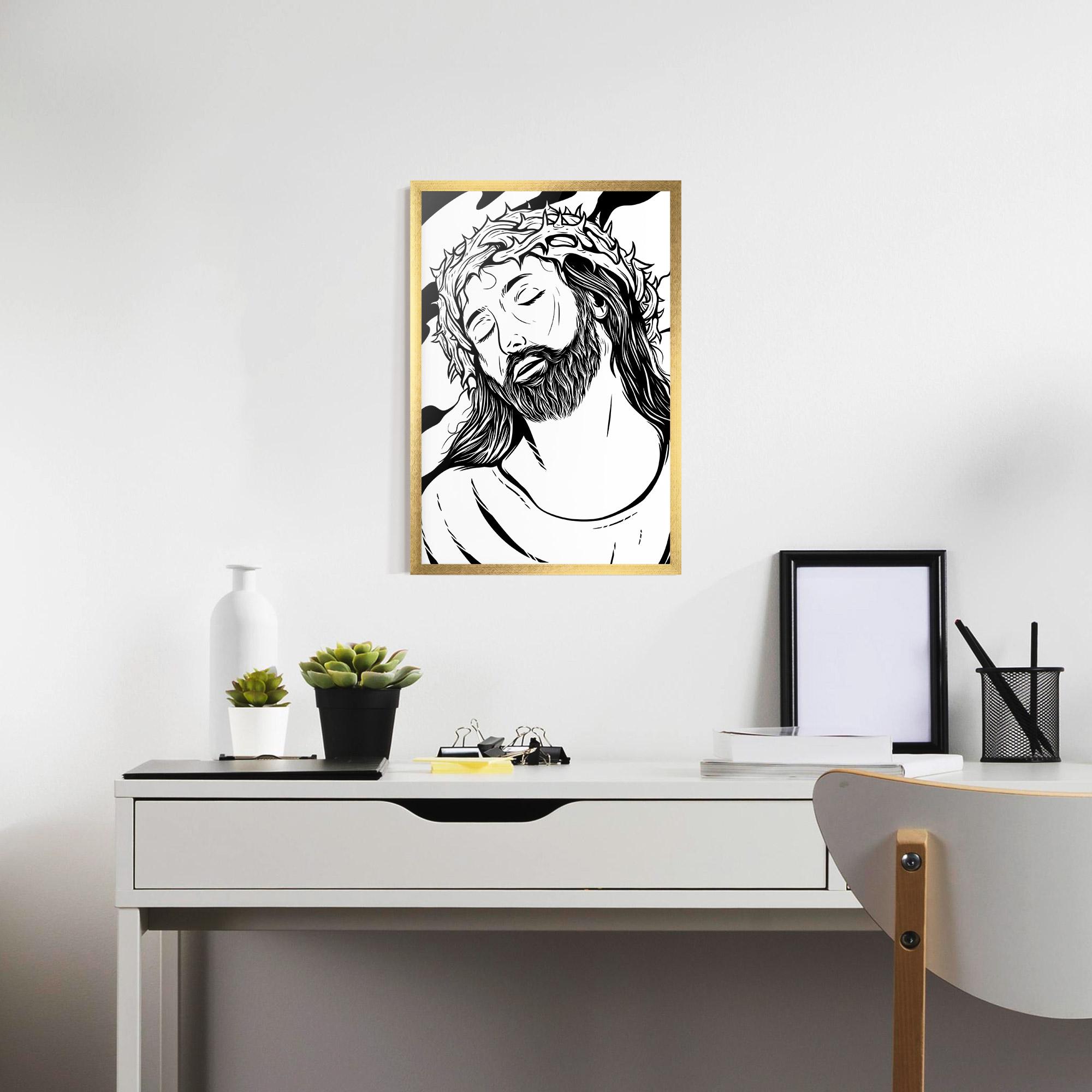 Plakat w Ramie Black White Jesus mockup 7
