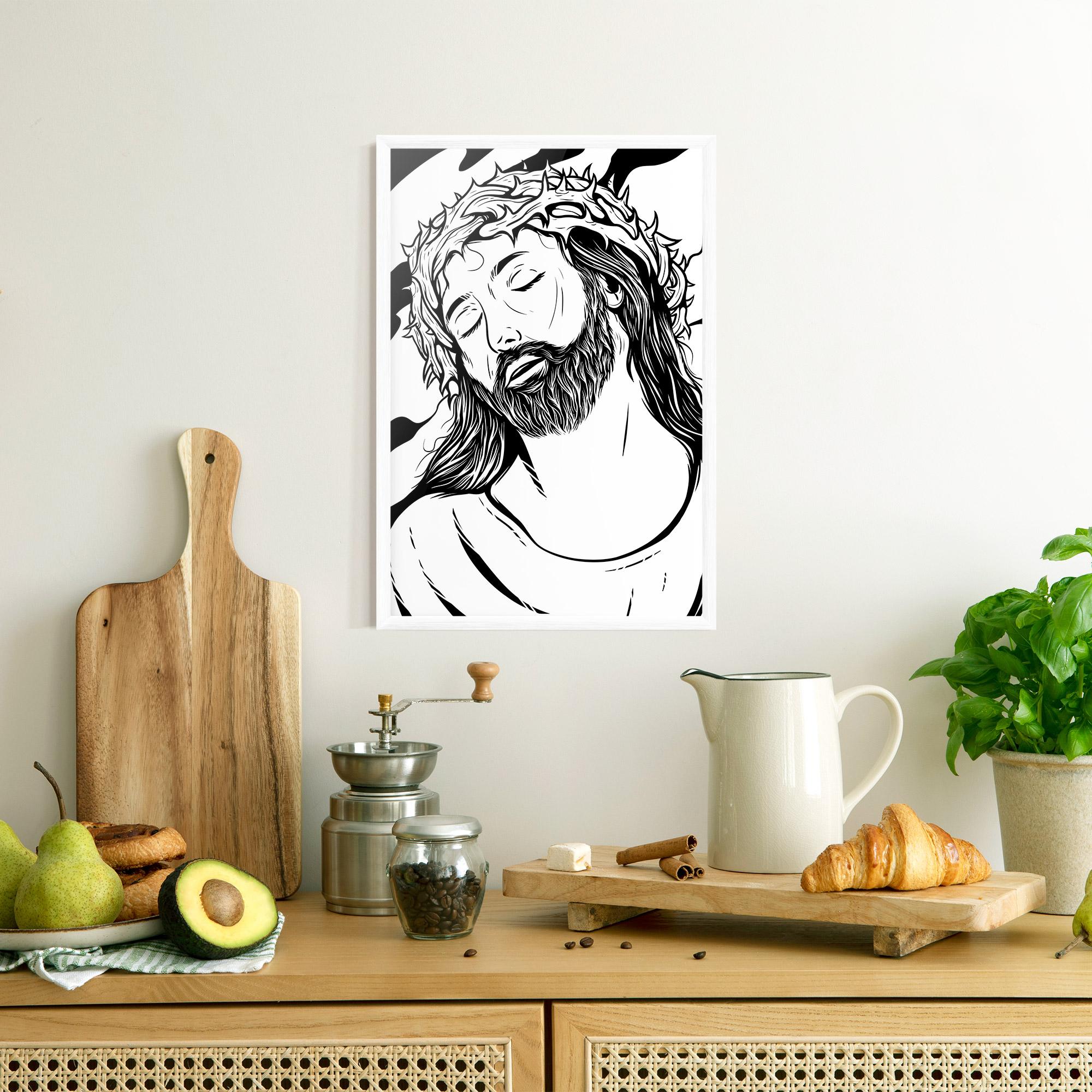 Plakat w Ramie Black White Jesus mockup 8