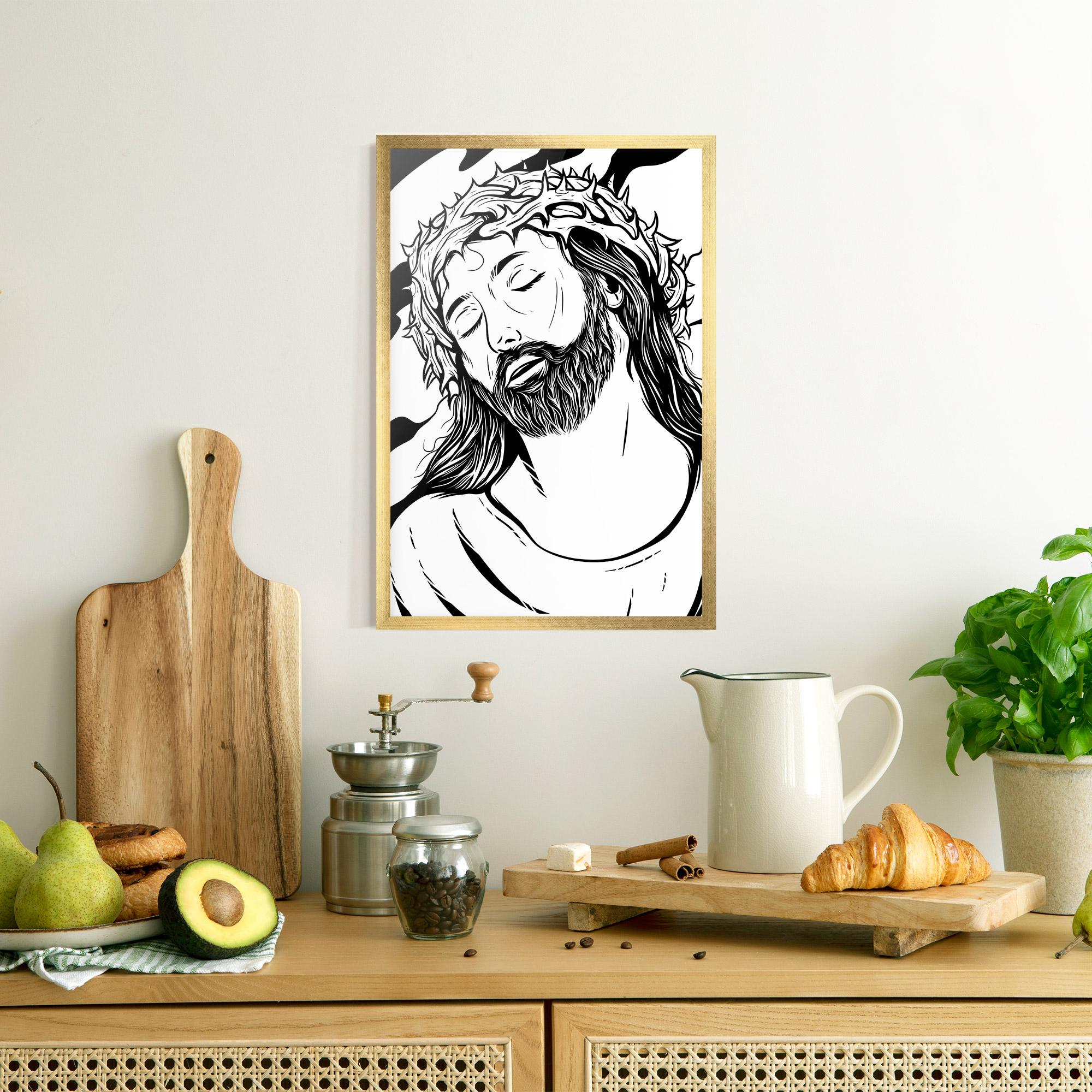 Plakat w Ramie Black White Jesus mockup 8