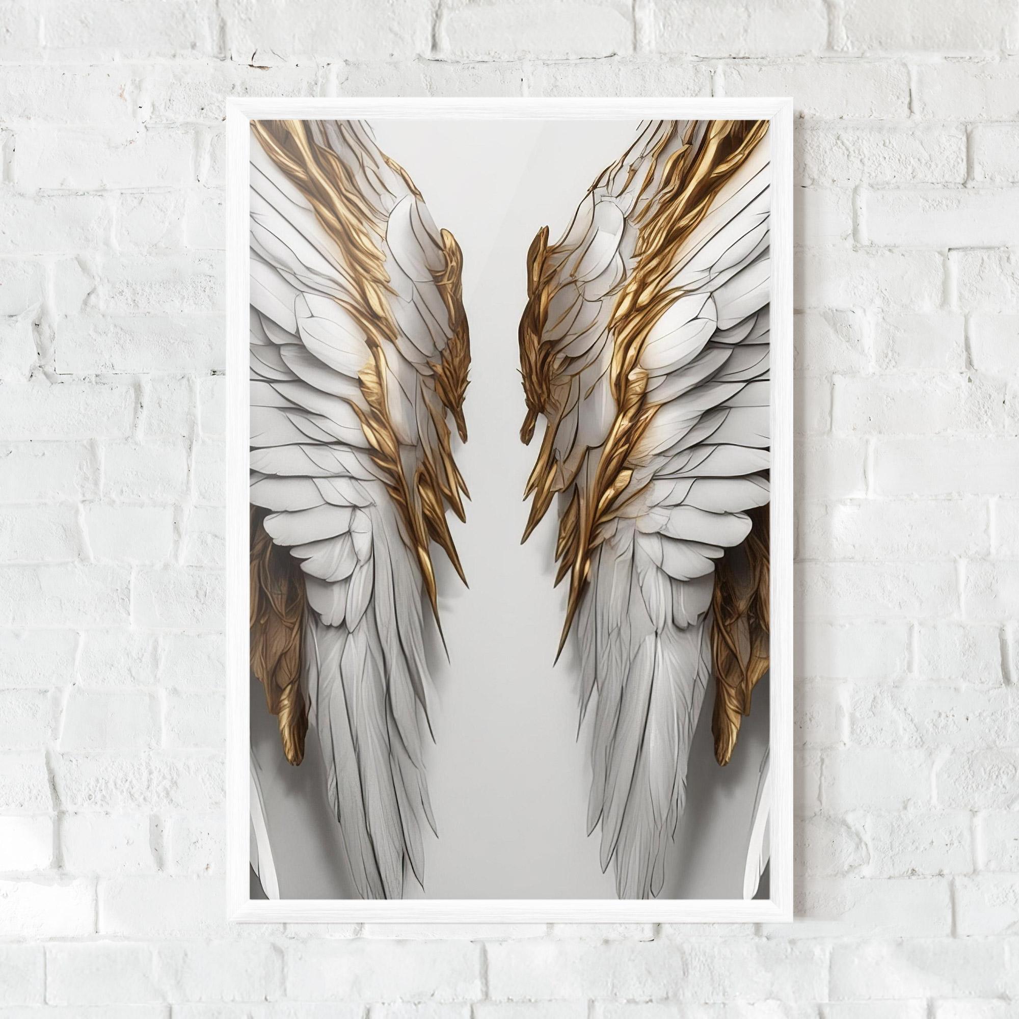 Plakat w Ramie Realistic Gold Angel Wings mockup 0