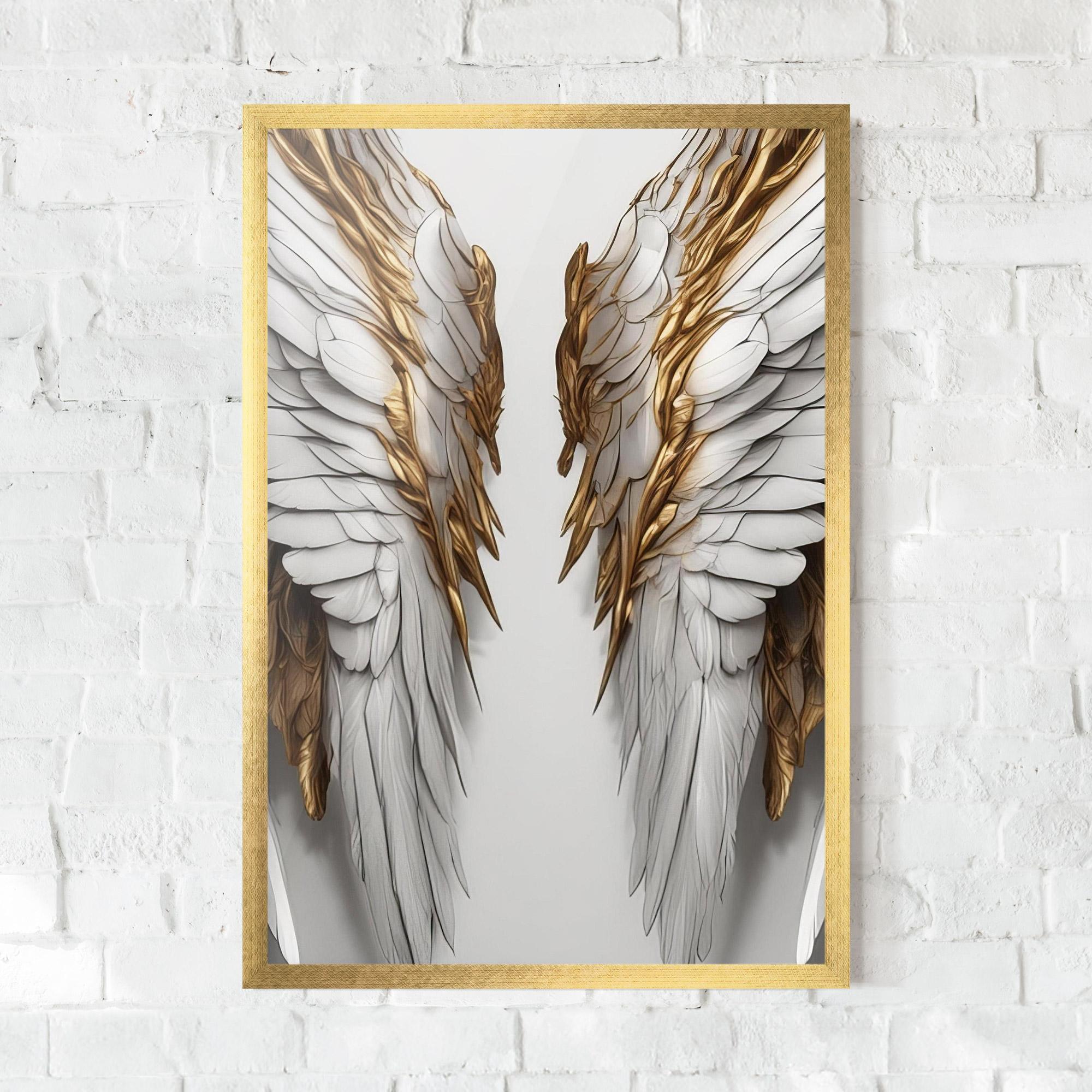 Plakat w Ramie Realistic Gold Angel Wings mockup 0