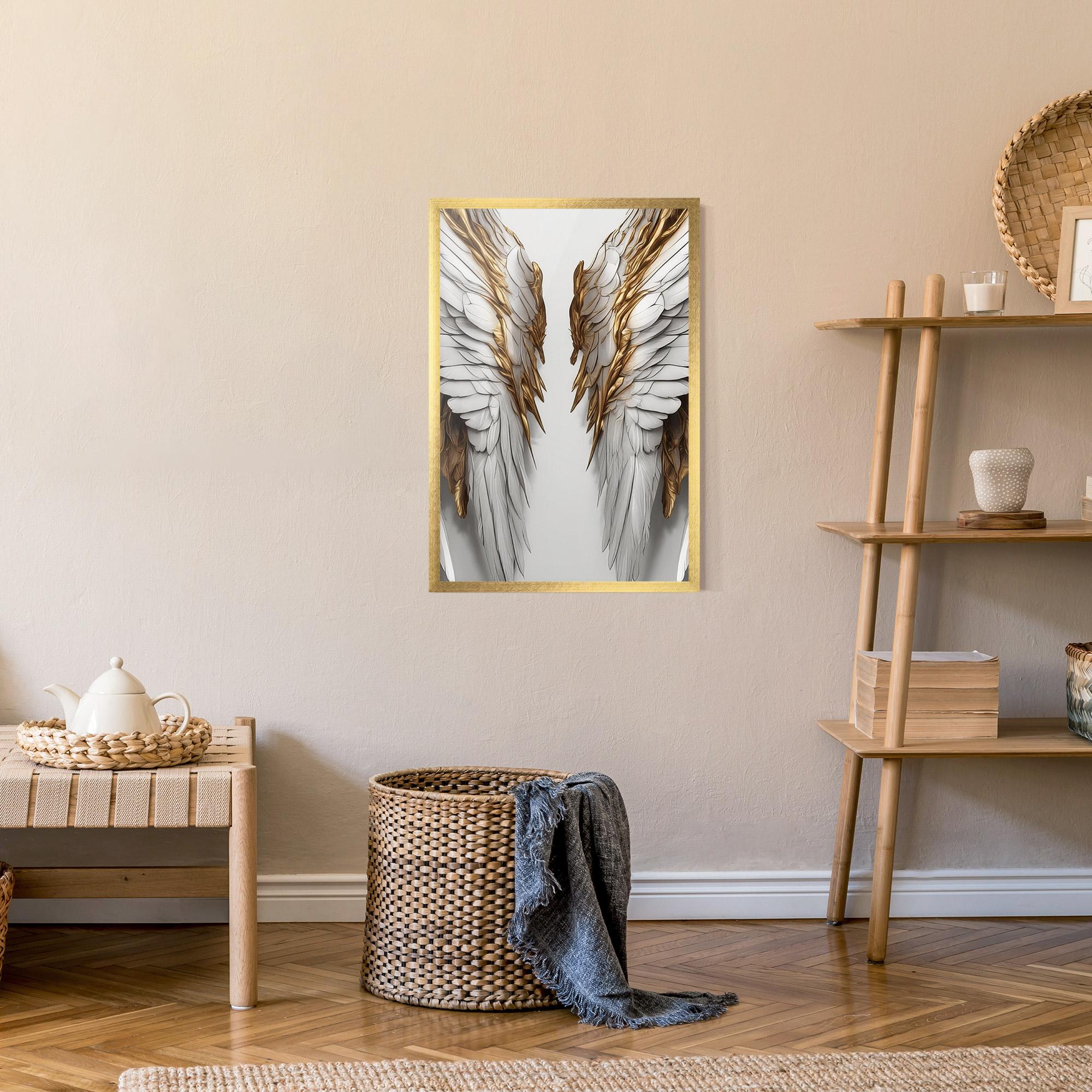 Plakat w Ramie Realistic Gold Angel Wings mockup 9