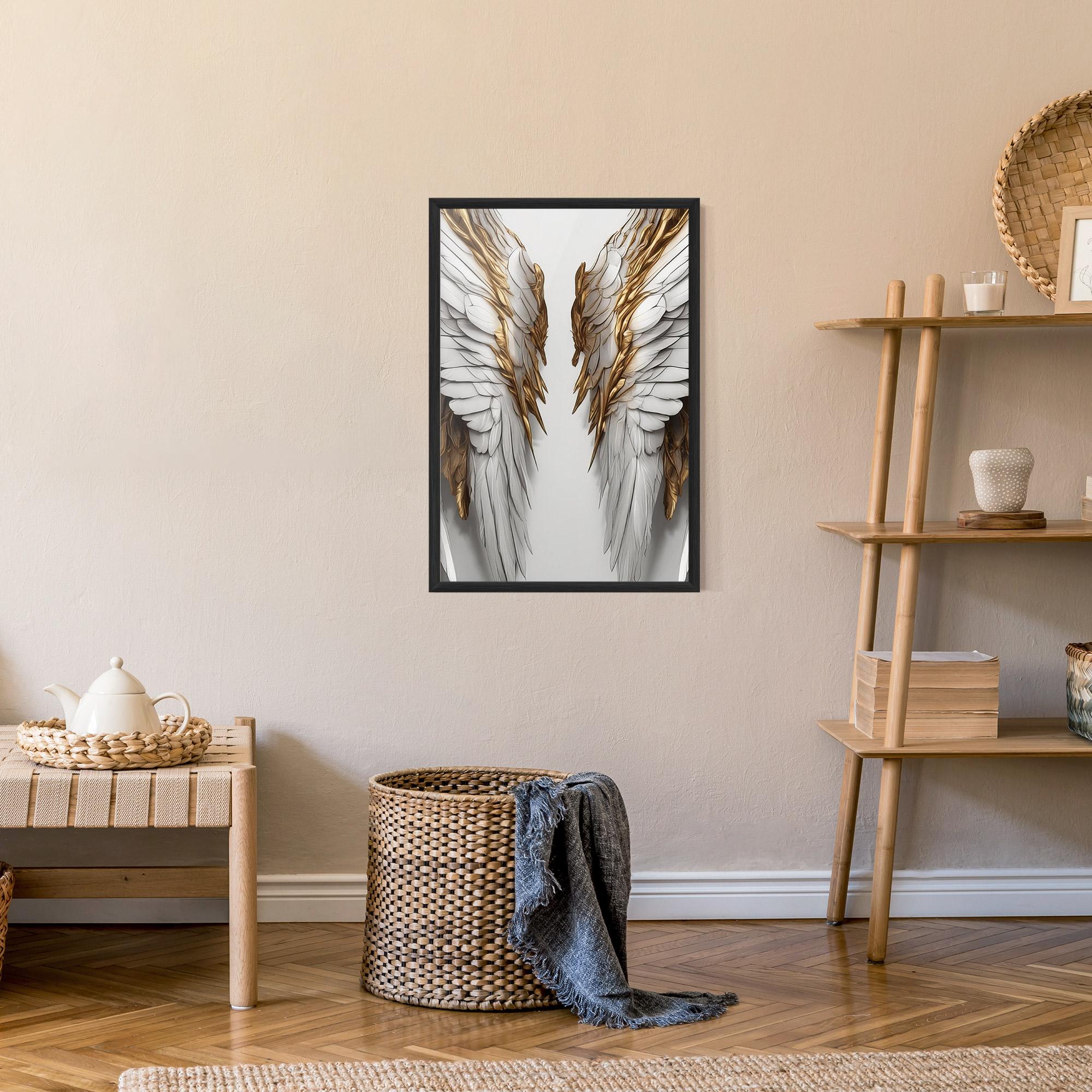 Plakat w Ramie Realistic Gold Angel Wings mockup 9