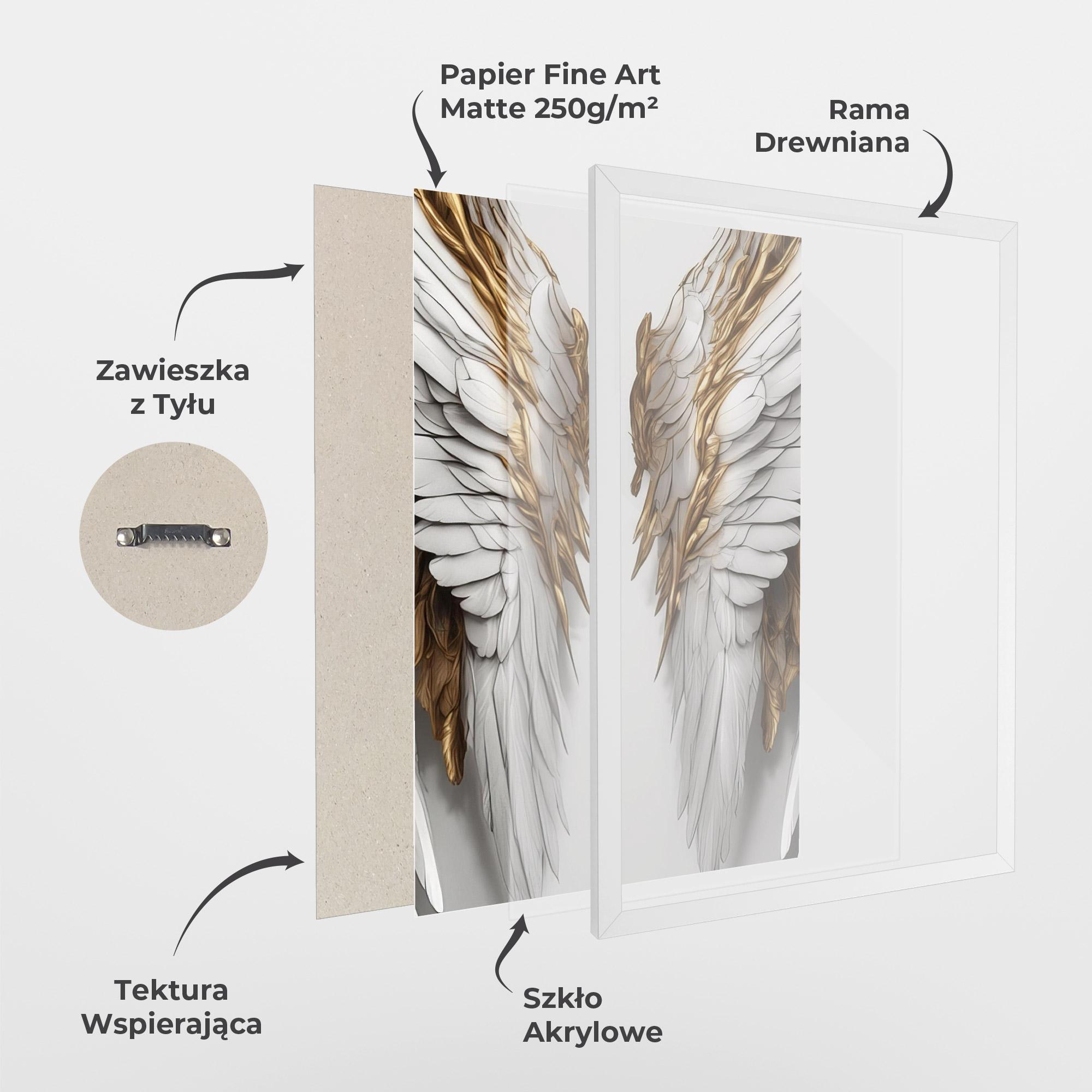 Plakat w Ramie Realistic Gold Angel Wings mockup 1